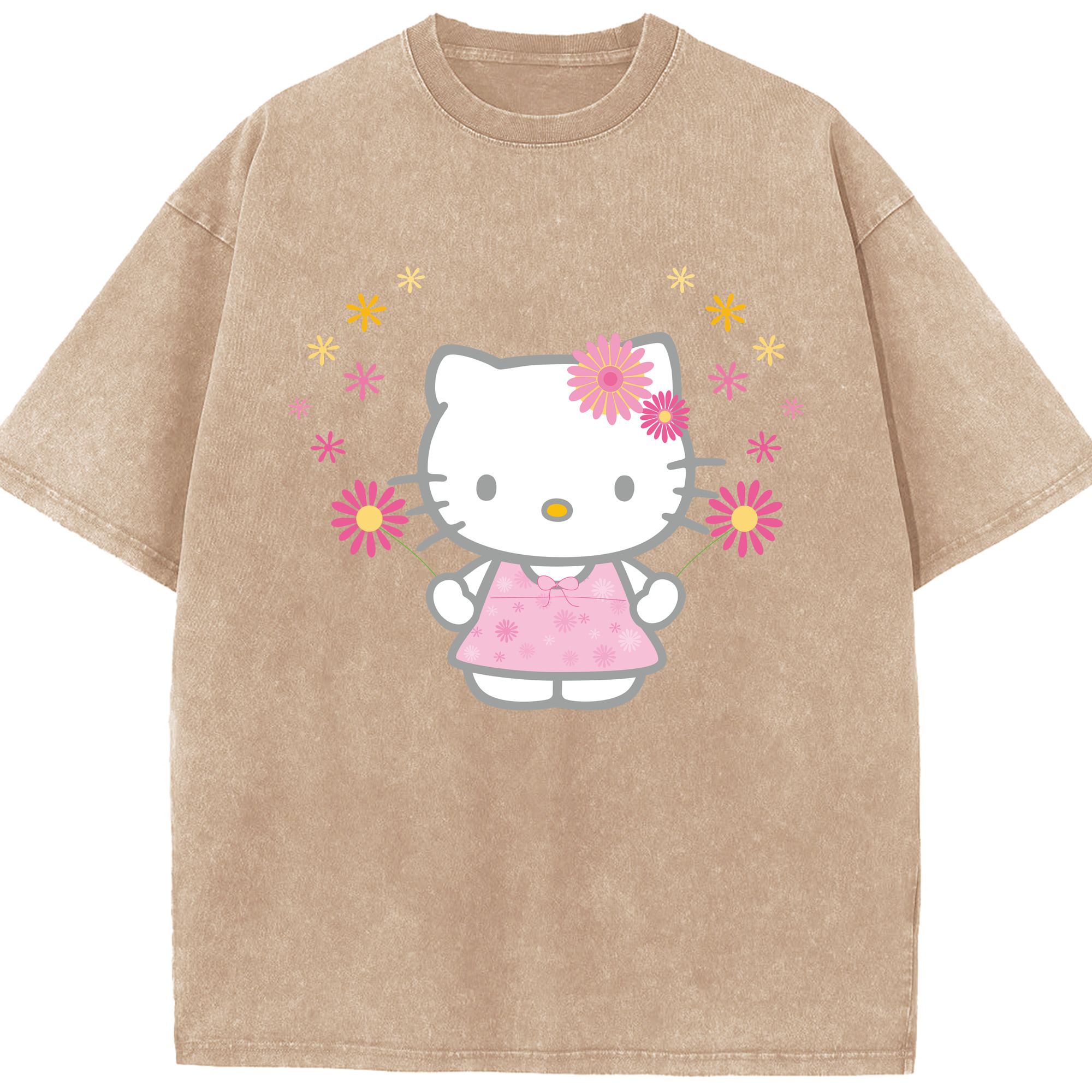 （画像用） Hello Kitty ハローキティ 綿100% ヴィンテージ風 半袖Tシャツ（フロントプリント）