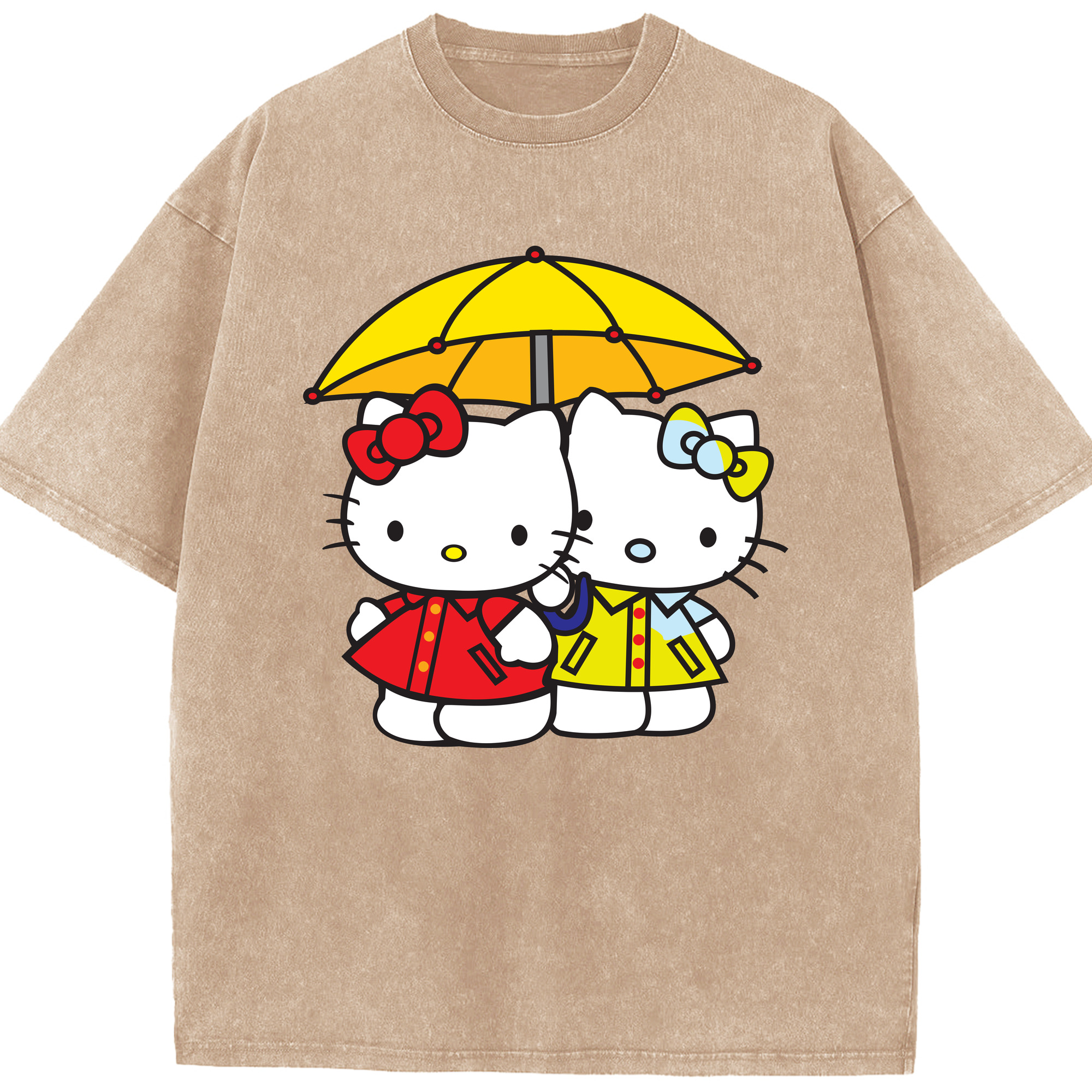 （画像用） Hello Kitty ハローキティ 綿100% ヴィンテージ風 半袖Tシャツ（フロントプリント）