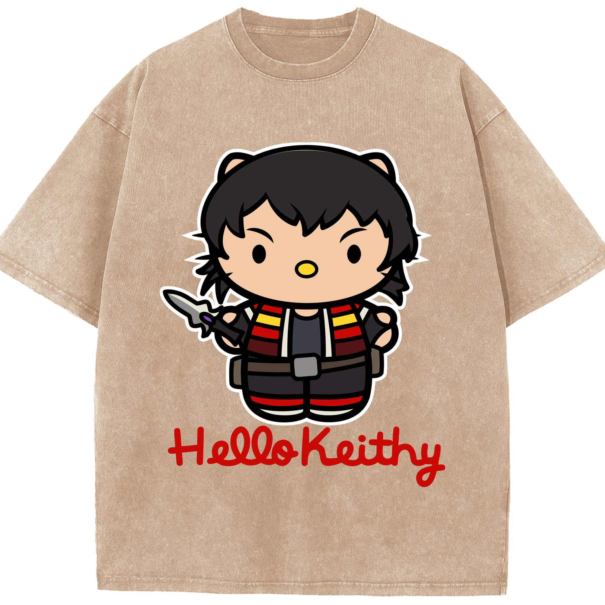 （画像用） Hello Kitty ハローキティ 綿100% ヴィンテージ風 半袖Tシャツ（フロントプリント）