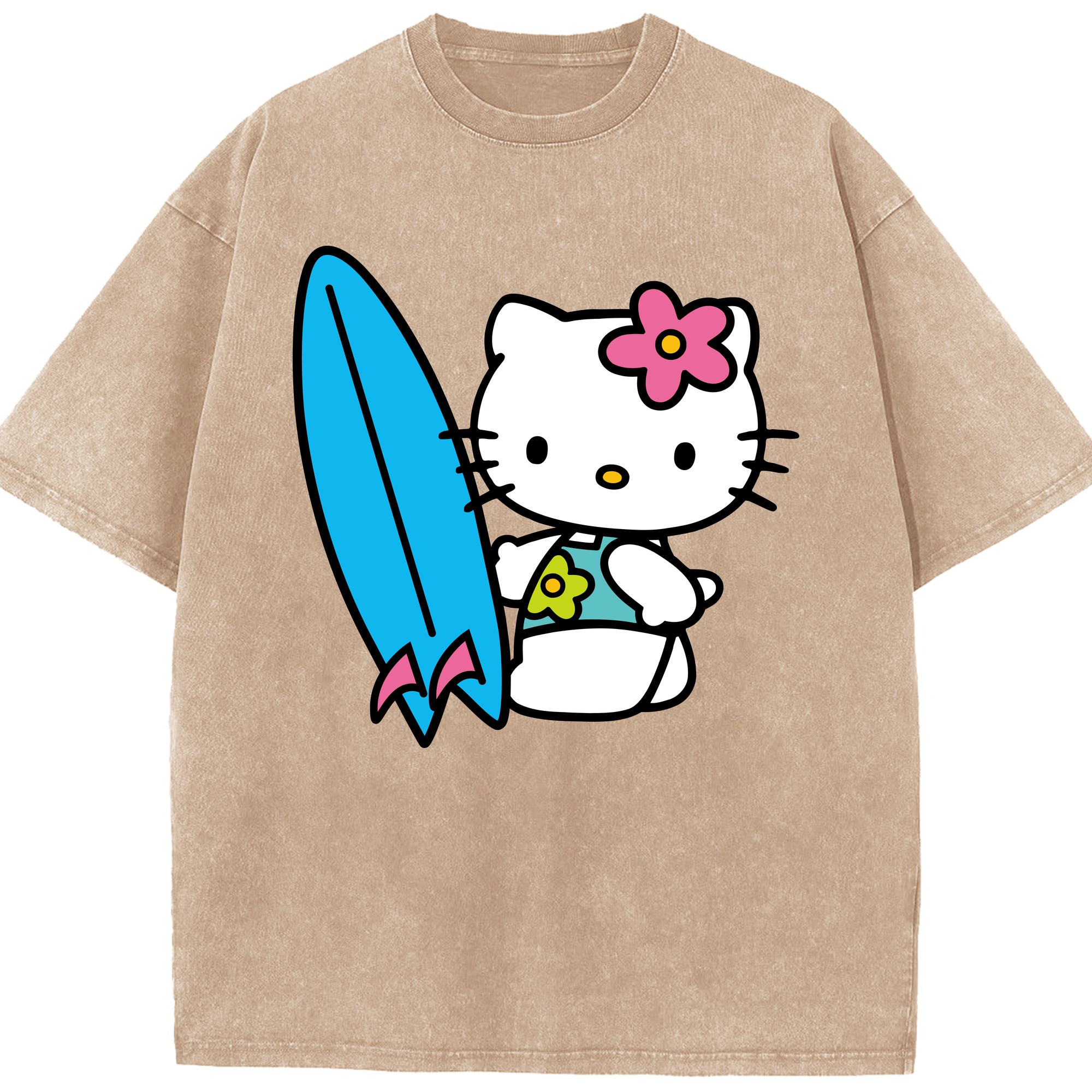 （画像用） Hello Kitty ハローキティ 綿100% ヴィンテージ風 半袖Tシャツ（フロントプリント）
