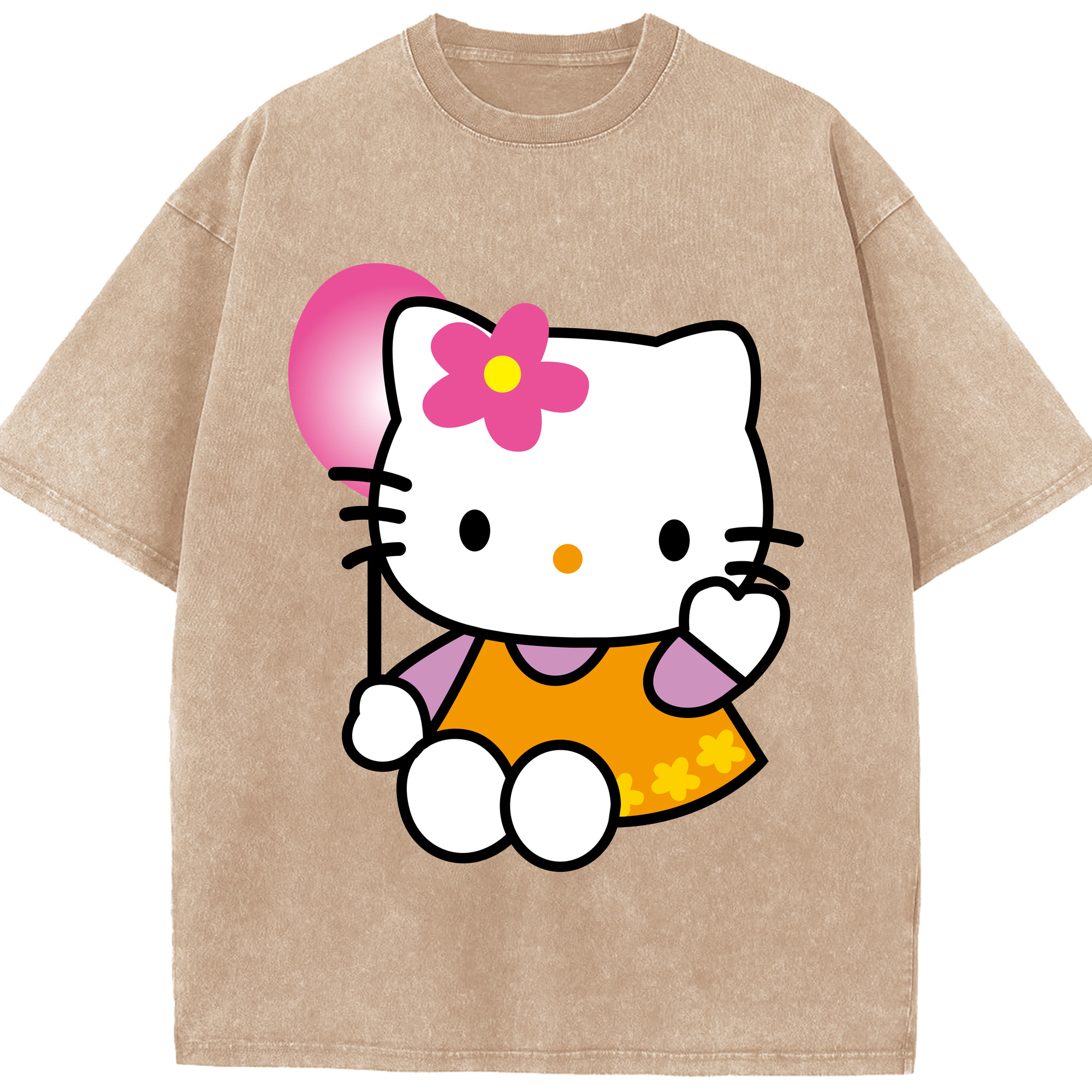 （画像用） Hello Kitty ハローキティ 綿100% ヴィンテージ風 半袖Tシャツ（フロントプリント）