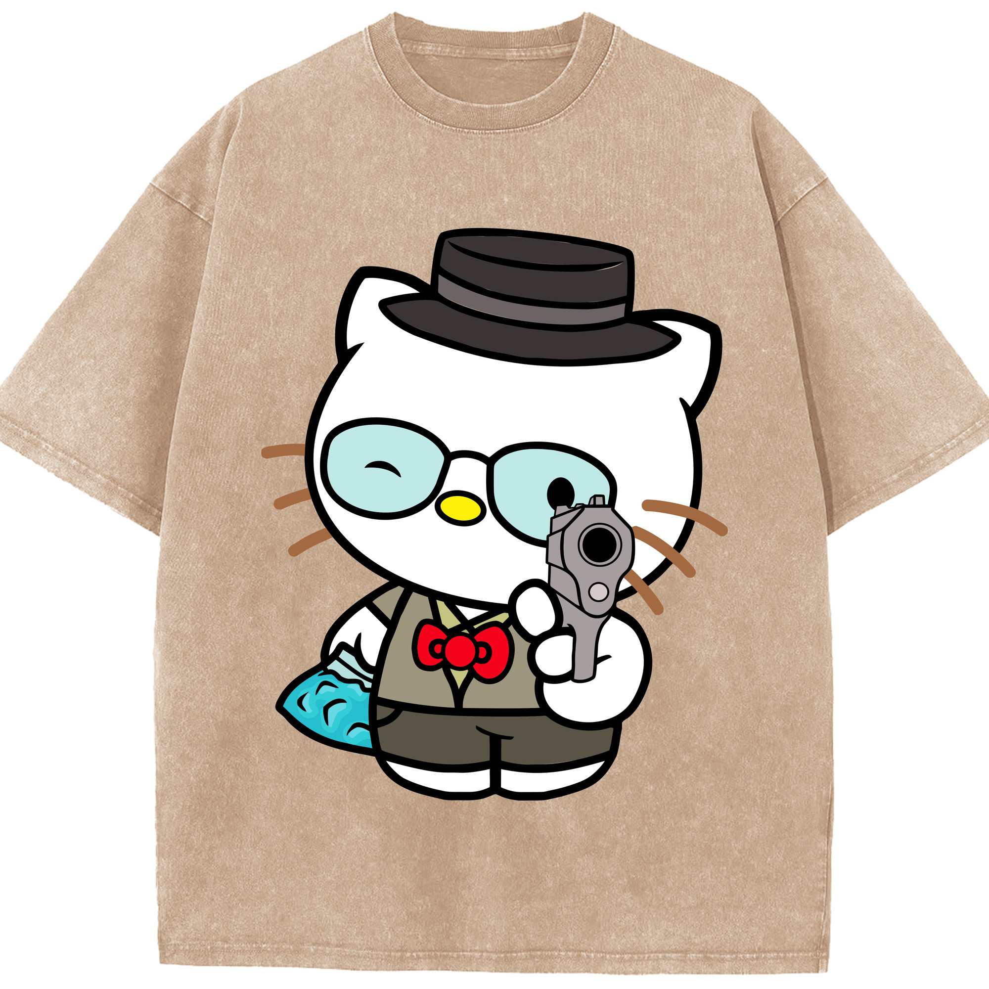 （画像用） Hello Kitty ハローキティ 綿100% ヴィンテージ風 半袖Tシャツ（フロントプリント）