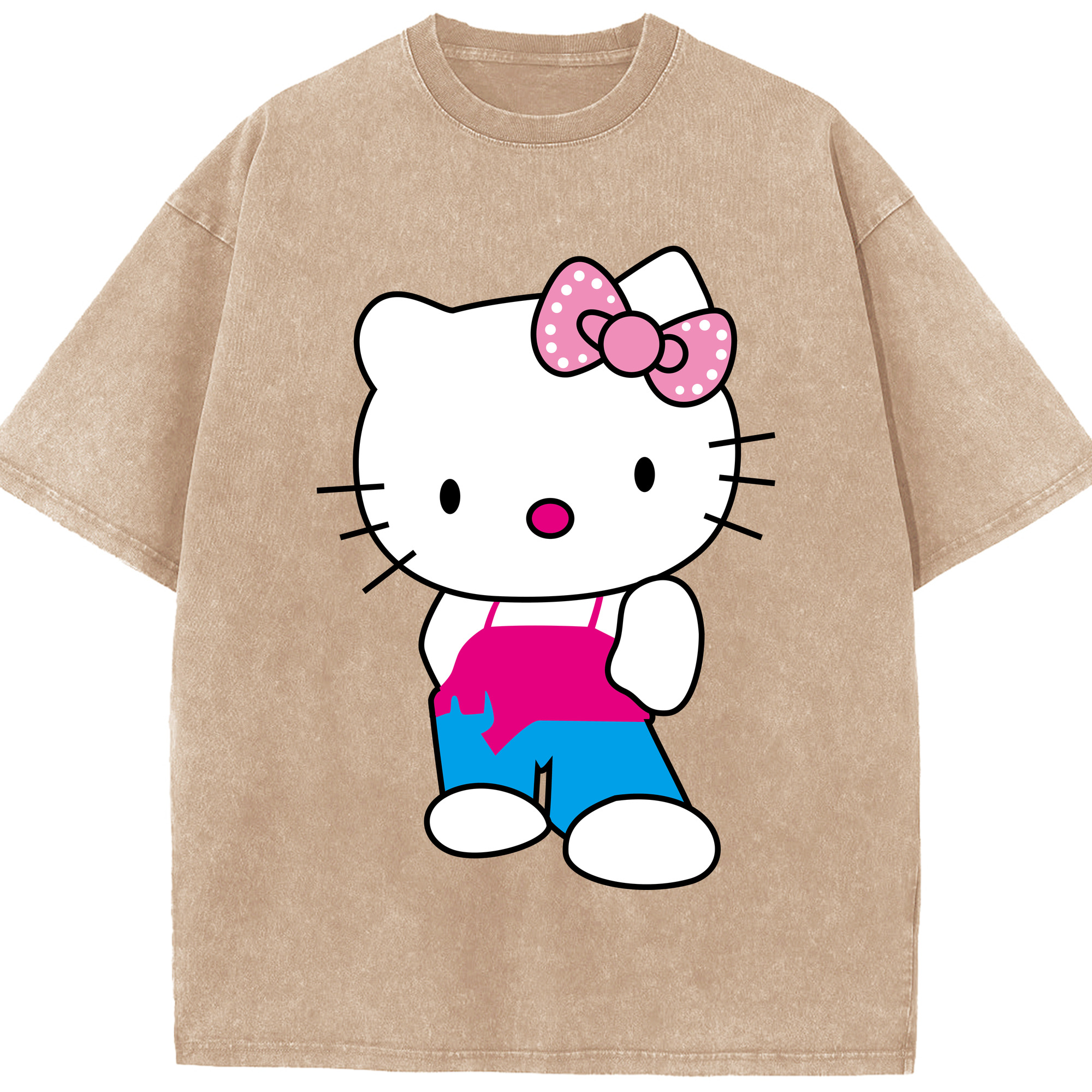 （画像用） Hello Kitty ハローキティ 綿100% ヴィンテージ風 半袖Tシャツ（フロントプリント）