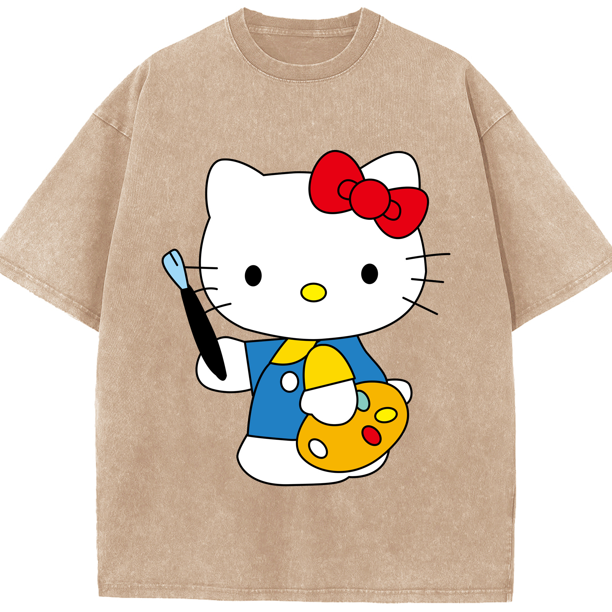 （画像用） Hello Kitty ハローキティ 綿100% ヴィンテージ風 半袖Tシャツ（フロントプリント）
