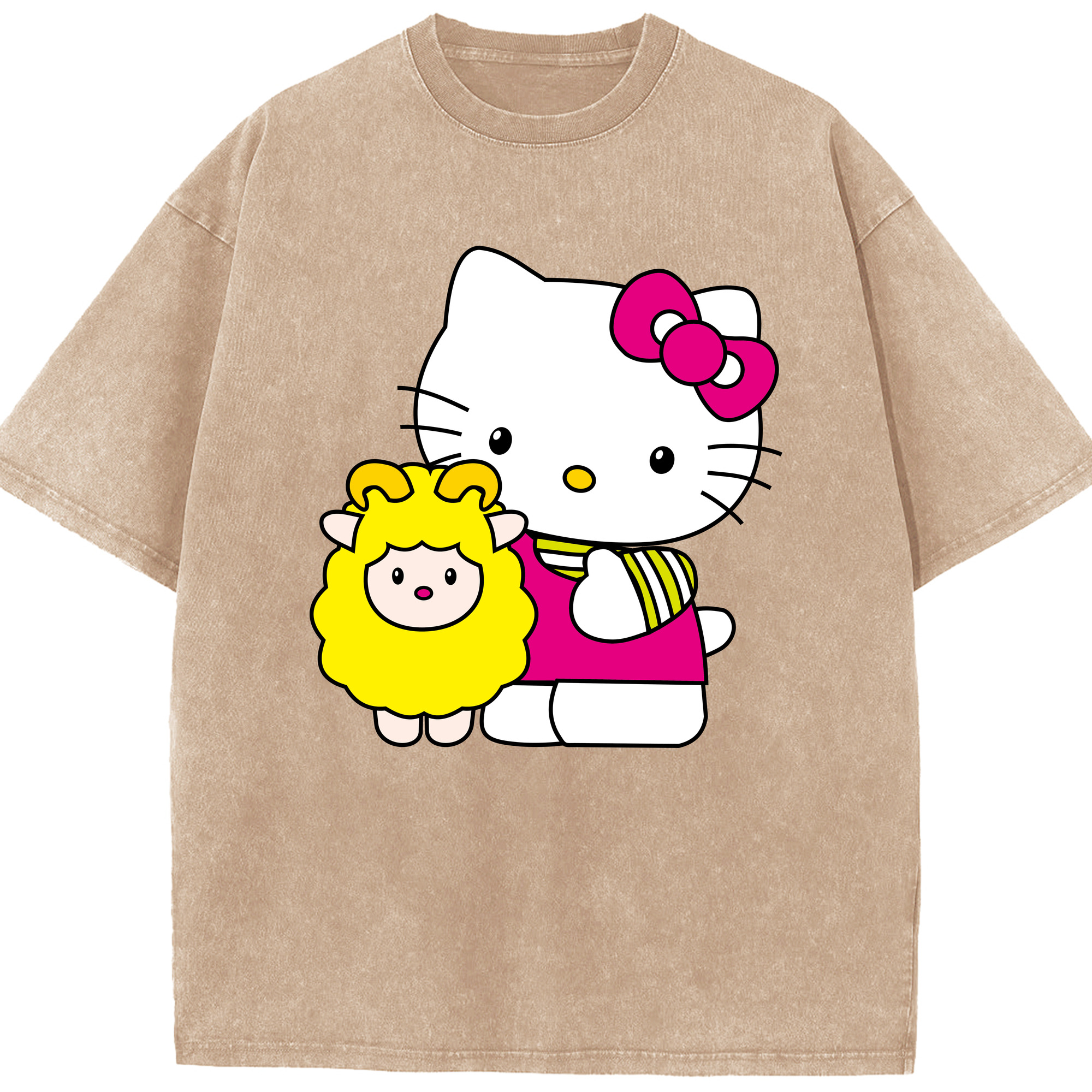 （画像用） Hello Kitty ハローキティ 綿100% ヴィンテージ風 半袖Tシャツ（フロントプリント）