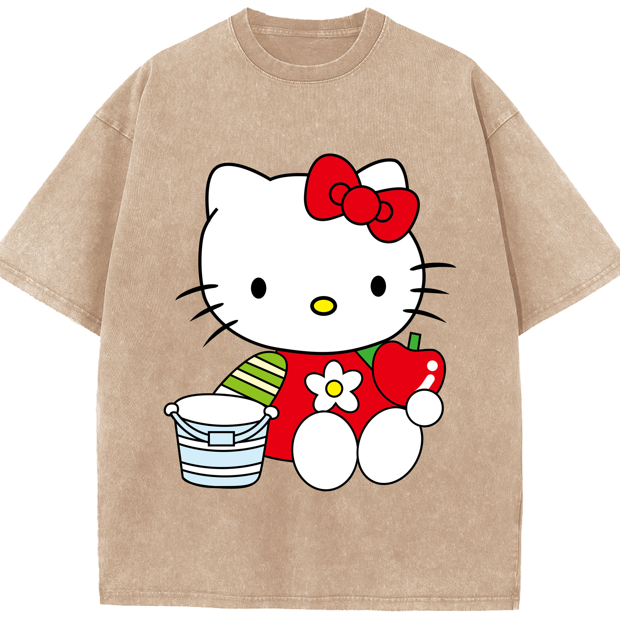 （画像用） Hello Kitty ハローキティ 綿100% ヴィンテージ風 半袖Tシャツ（フロントプリント）