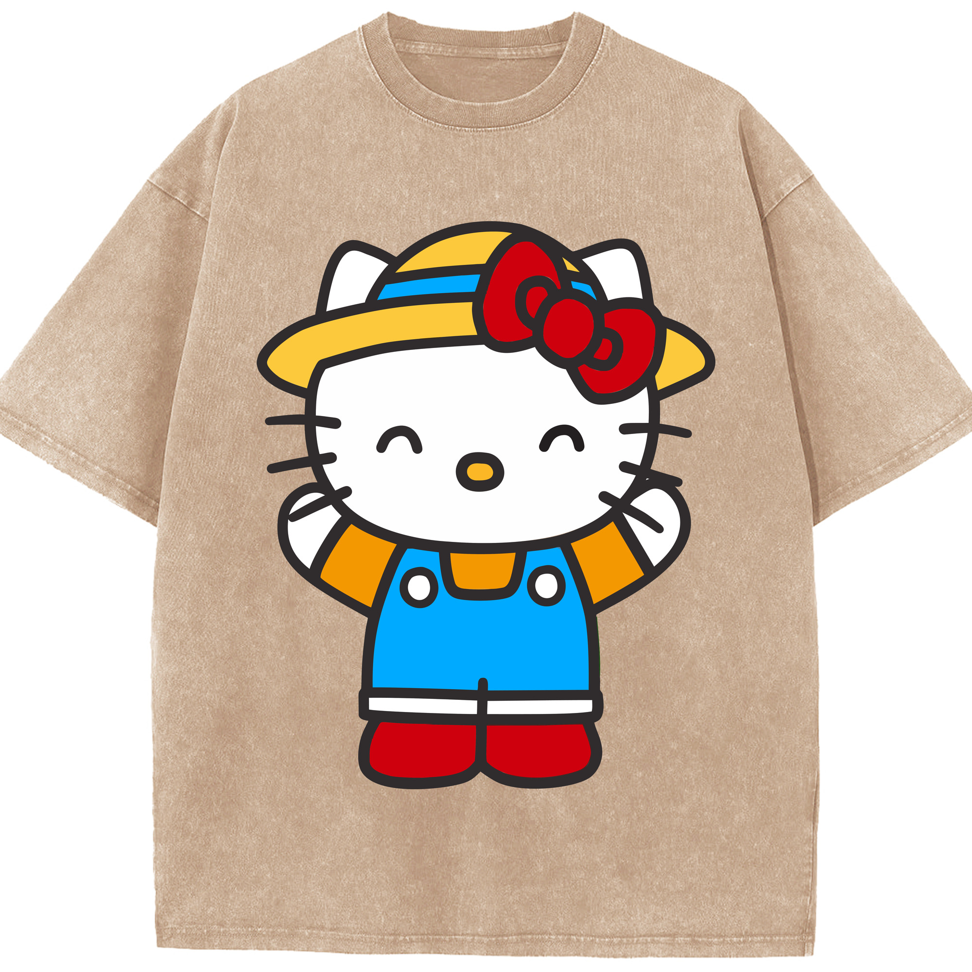 （画像用） Hello Kitty ハローキティ 綿100% ヴィンテージ風 半袖Tシャツ（フロントプリント）