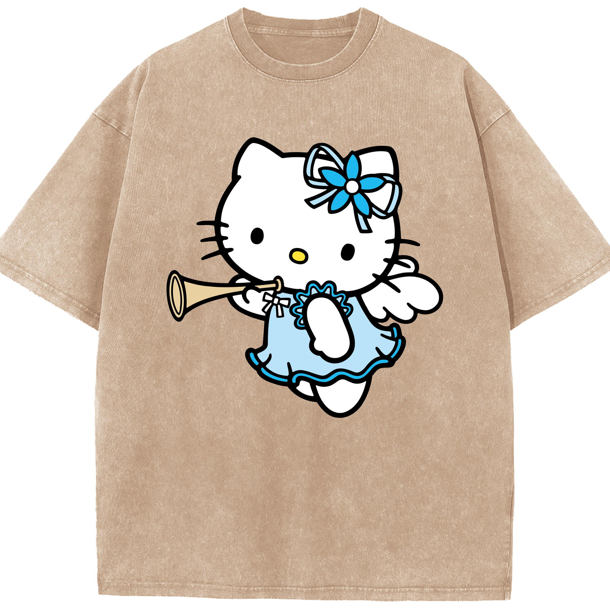 （画像用） Hello Kitty ハローキティ 綿100% ヴィンテージ風 半袖Tシャツ（フロントプリント）