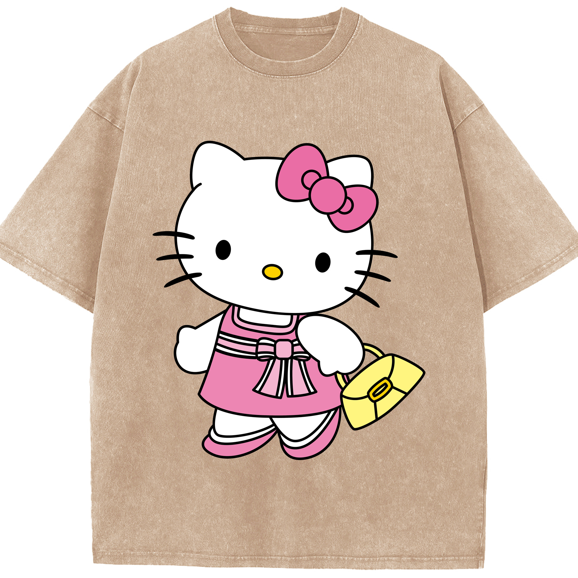（画像用） Hello Kitty ハローキティ 綿100% ヴィンテージ風 半袖Tシャツ（フロントプリント）