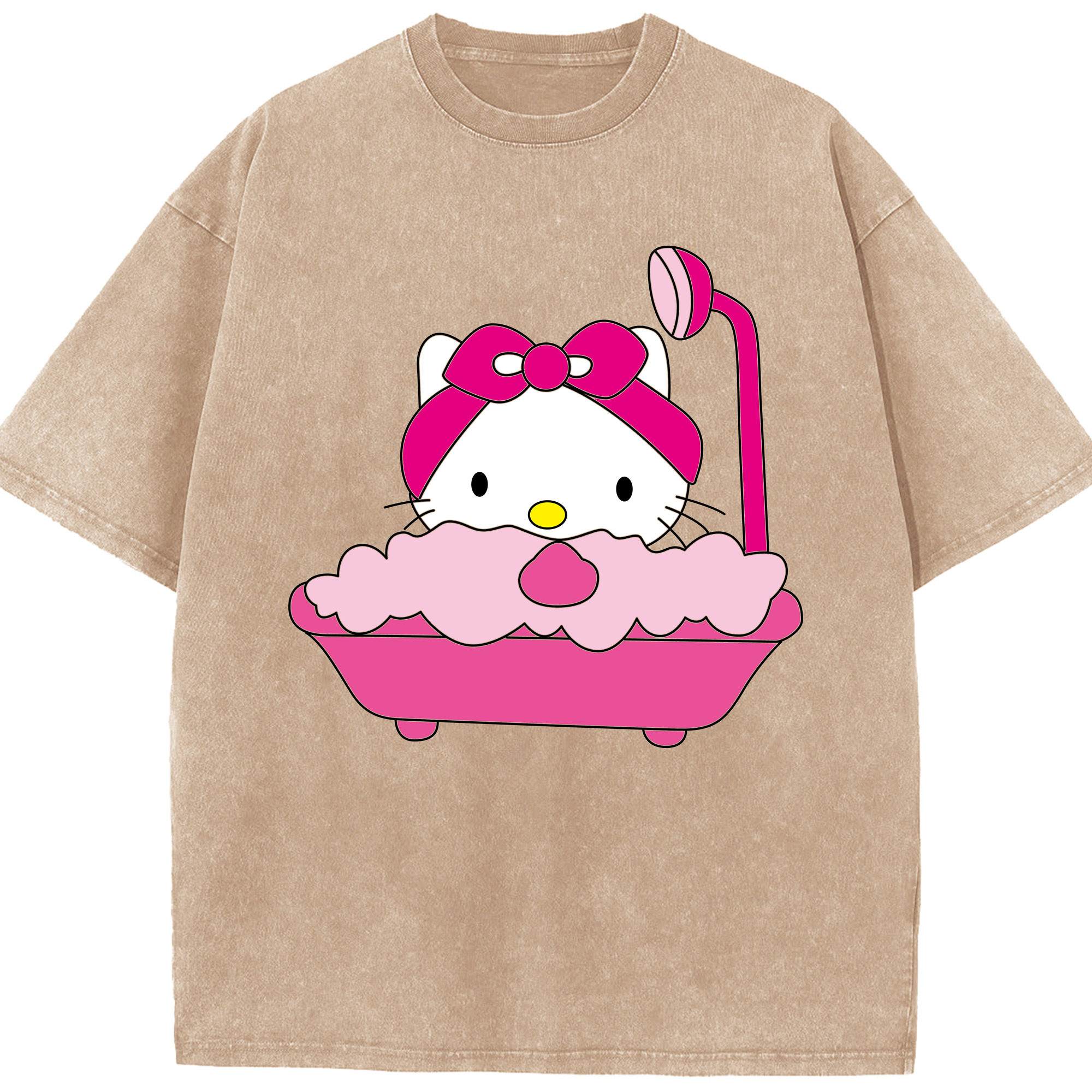 （画像用） Hello Kitty ハローキティ 綿100% ヴィンテージ風 半袖Tシャツ（フロントプリント）