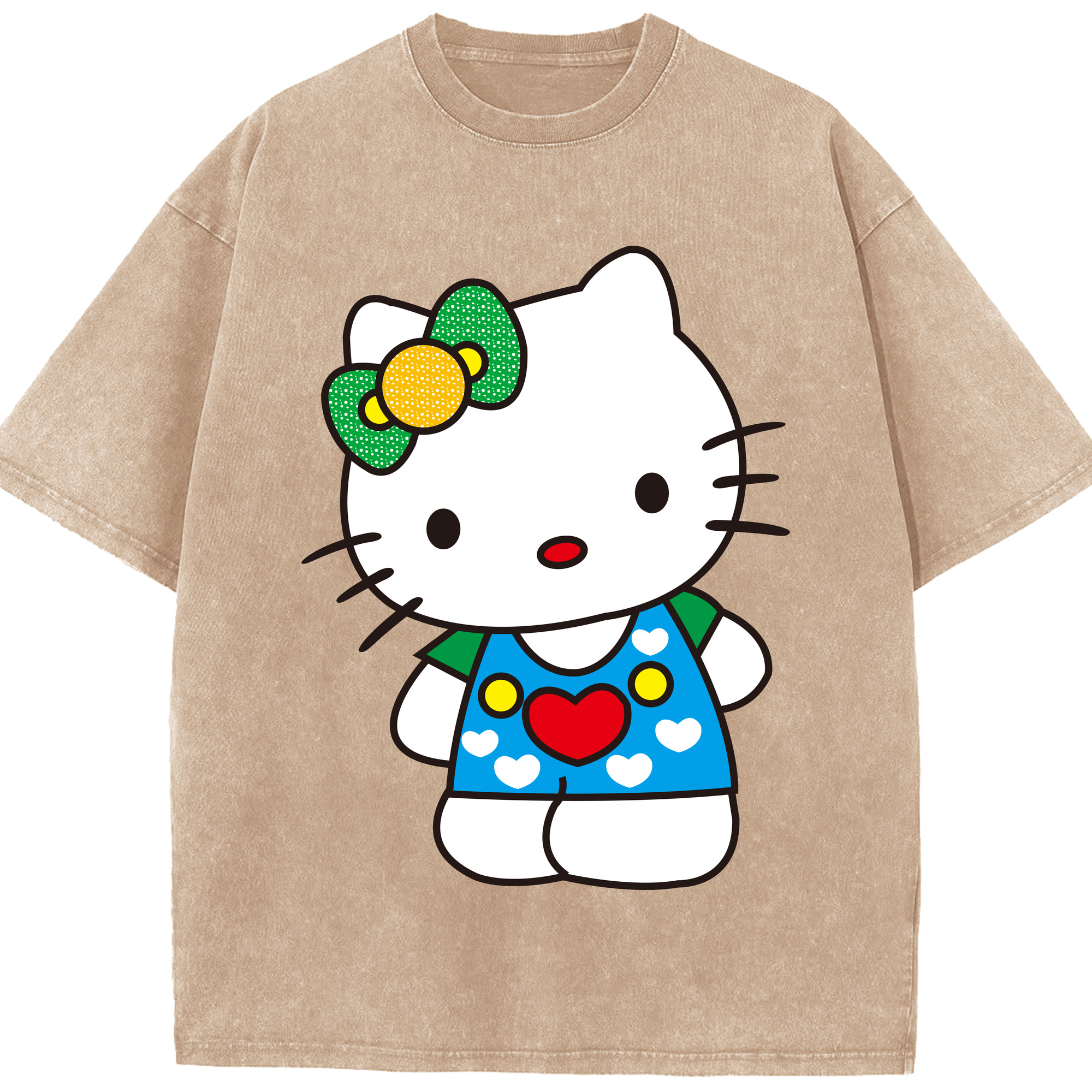 （画像用） Hello Kitty ハローキティ 綿100% ヴィンテージ風 半袖Tシャツ（フロントプリント）