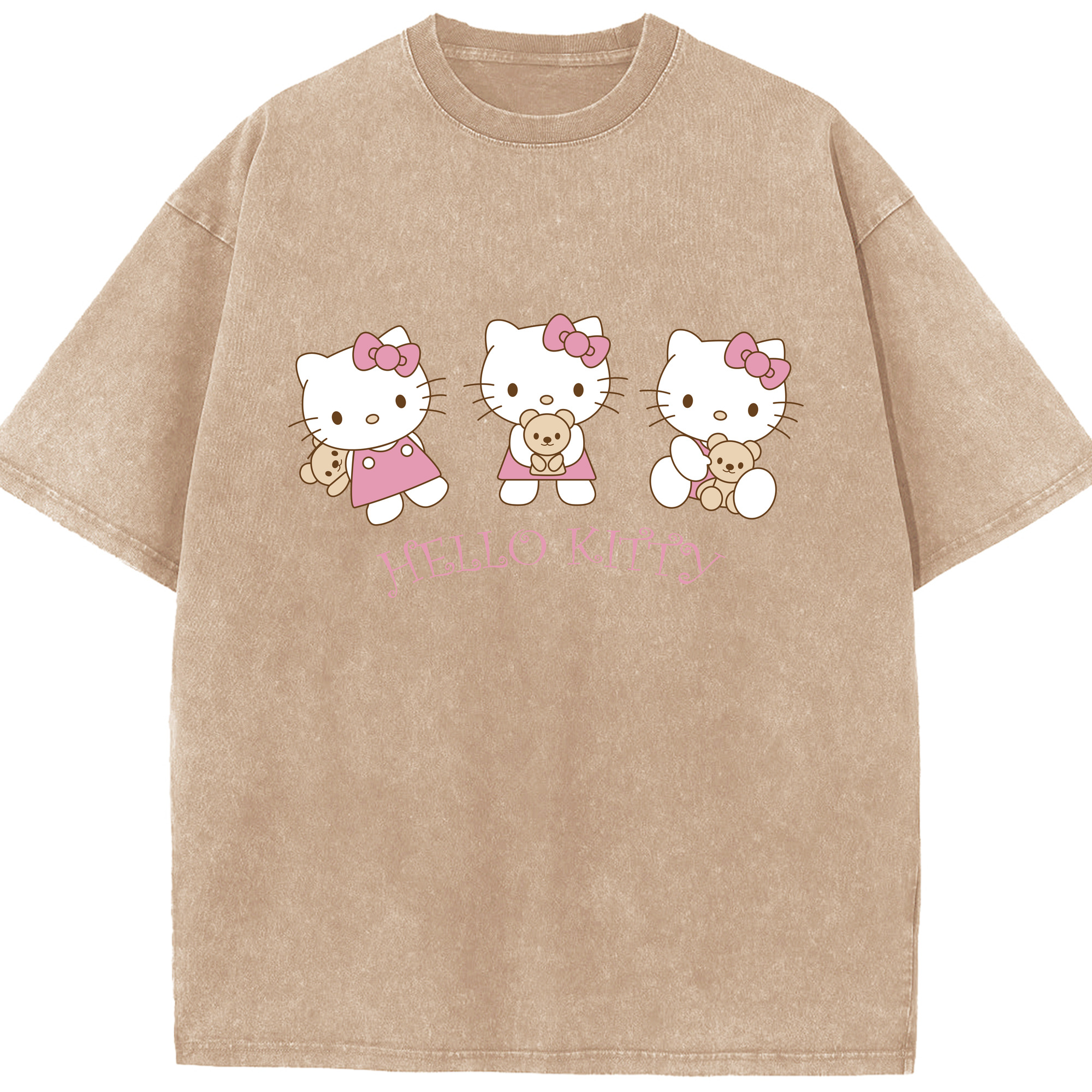 （画像用） Hello Kitty ハローキティ 綿100% ヴィンテージ風 半袖Tシャツ（フロントプリント）