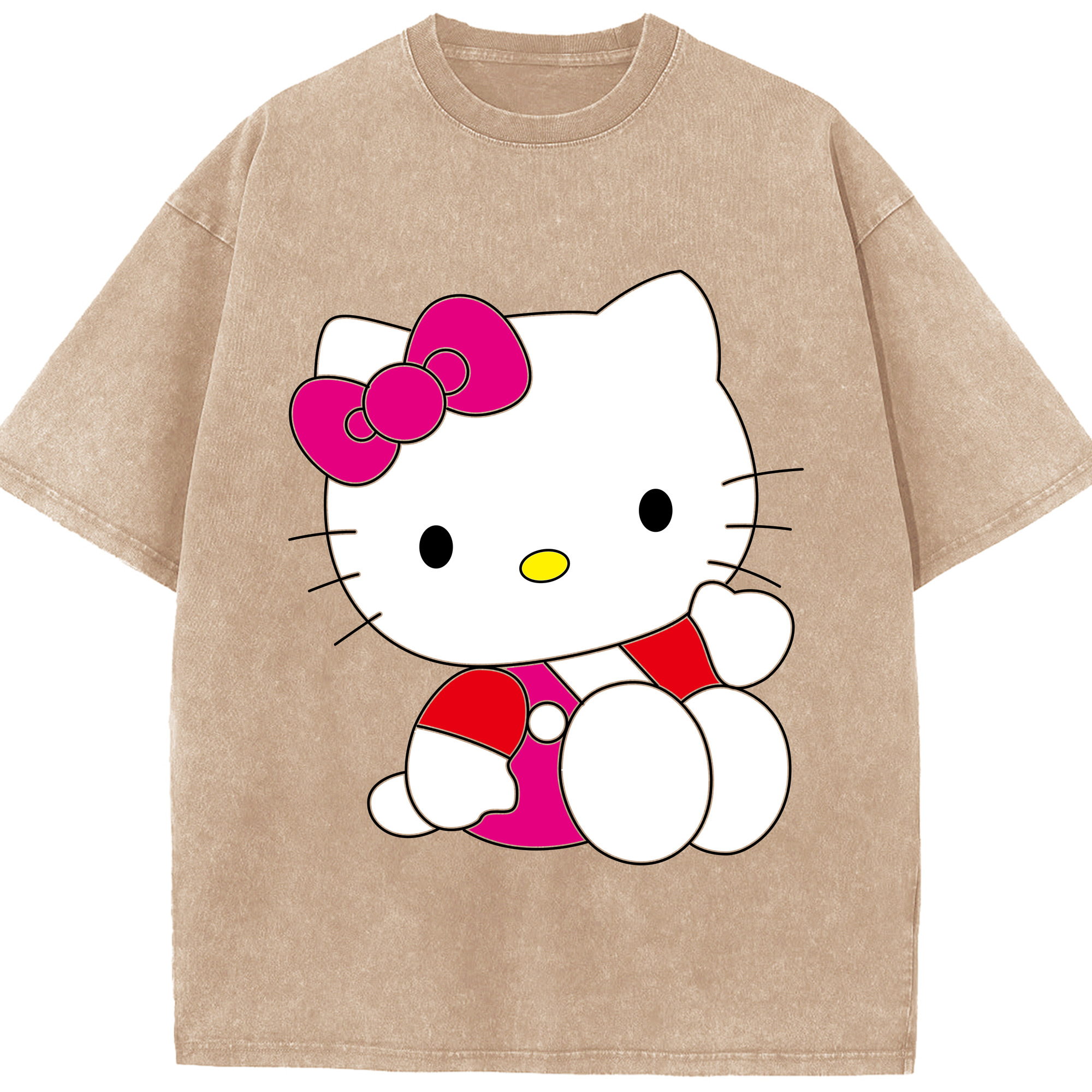 （画像用） Hello Kitty ハローキティ 綿100% ヴィンテージ風 半袖Tシャツ（フロントプリント）