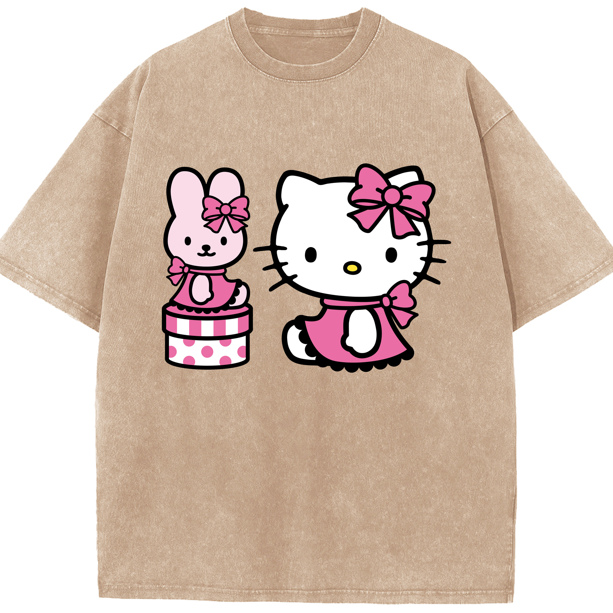 （画像用） Hello Kitty ハローキティ 綿100% ヴィンテージ風 半袖Tシャツ（フロントプリント）