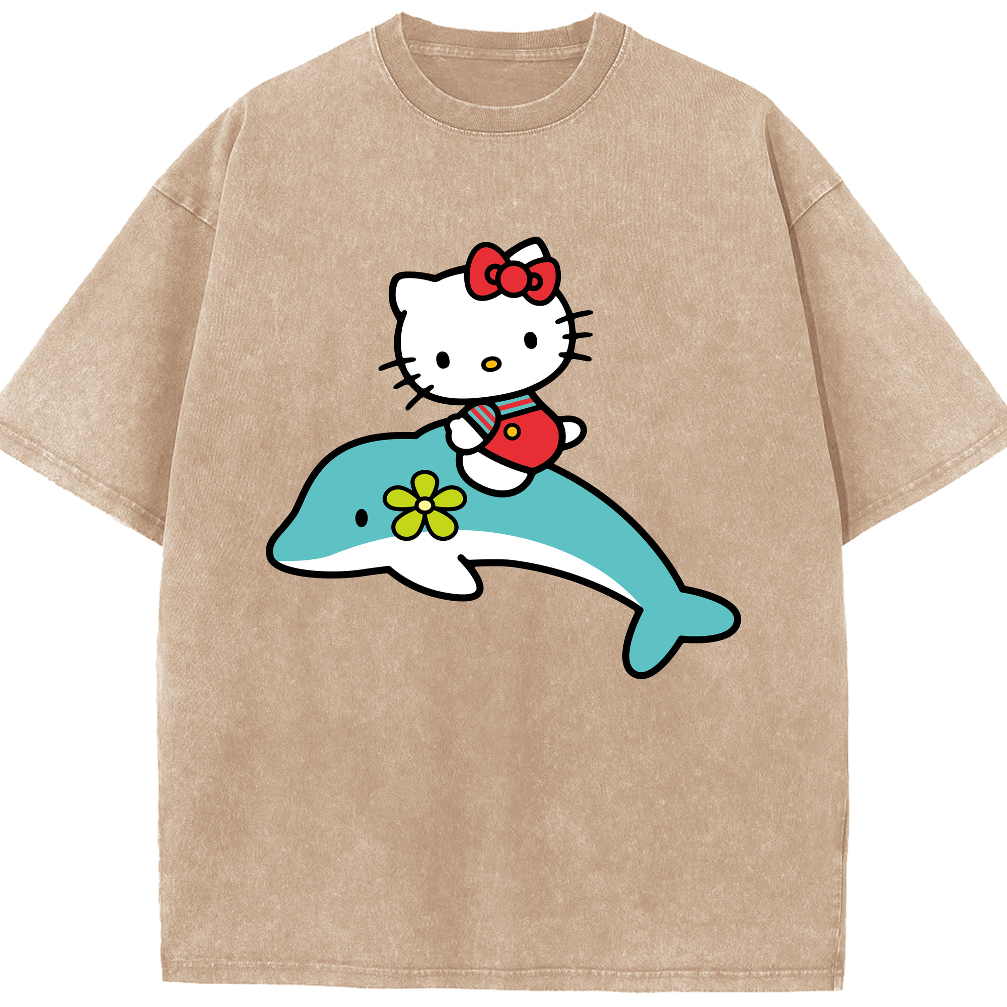 （画像用） Hello Kitty ハローキティ 綿100% ヴィンテージ風 半袖Tシャツ（フロントプリント）