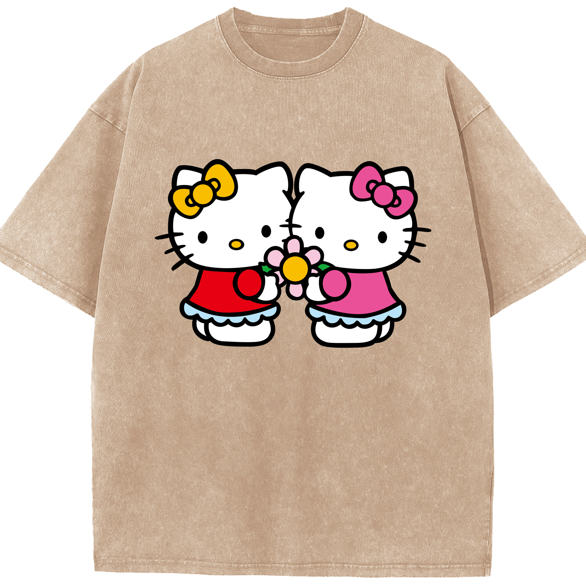 （画像用） Hello Kitty ハローキティ 綿100% ヴィンテージ風 半袖Tシャツ（フロントプリント）