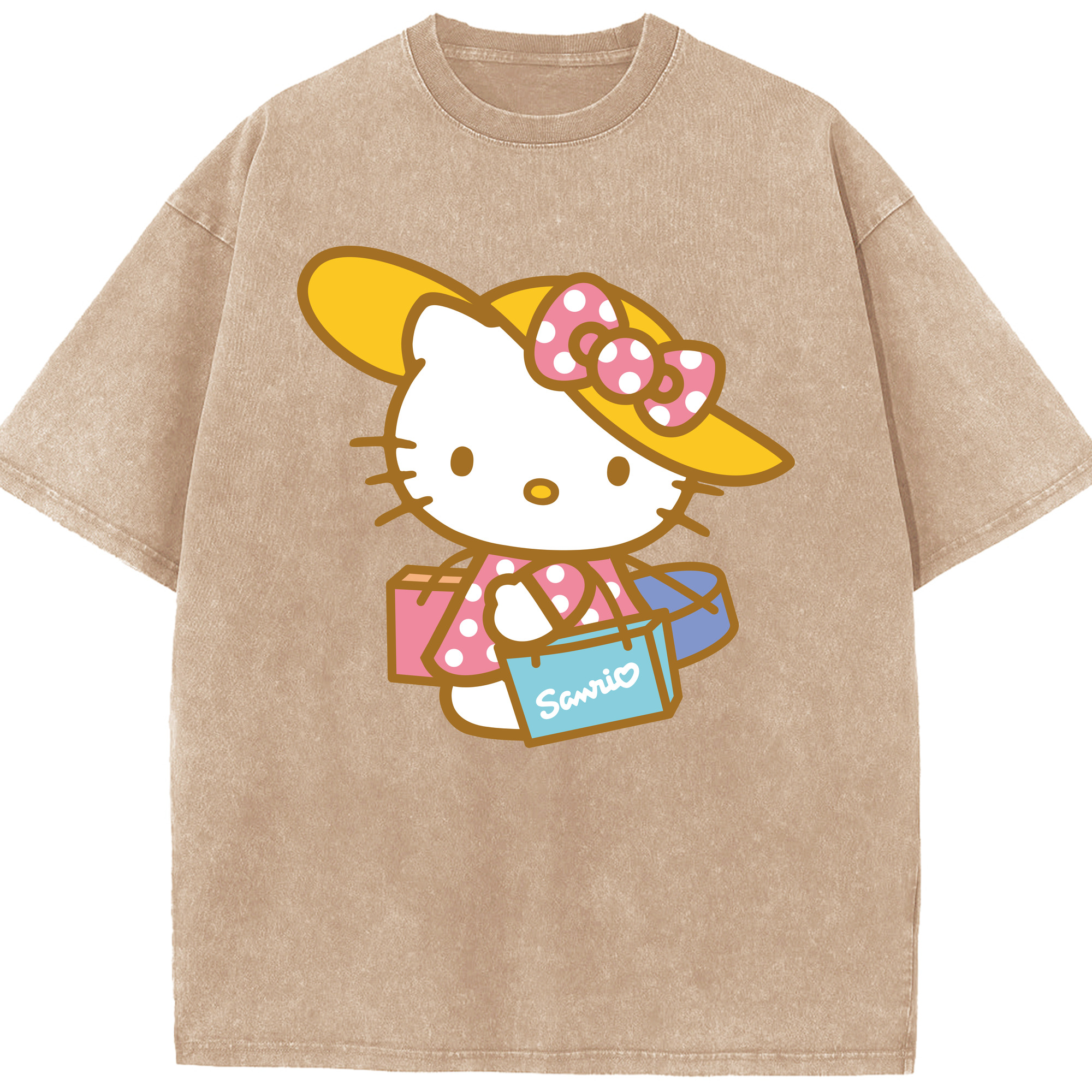 （画像用） Hello Kitty ハローキティ 綿100% ヴィンテージ風 半袖Tシャツ（フロントプリント）