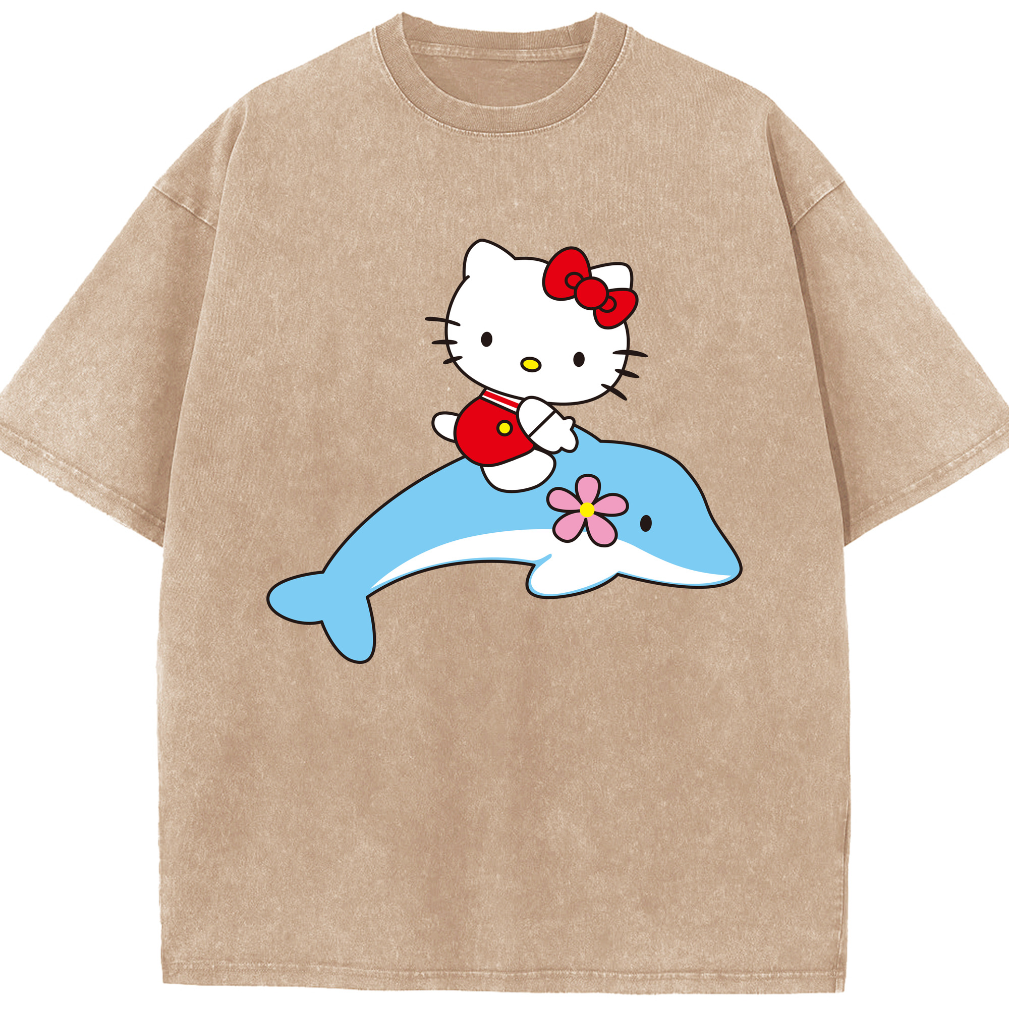 （画像用） Hello Kitty ハローキティ 綿100% ヴィンテージ風 半袖Tシャツ（フロントプリント）