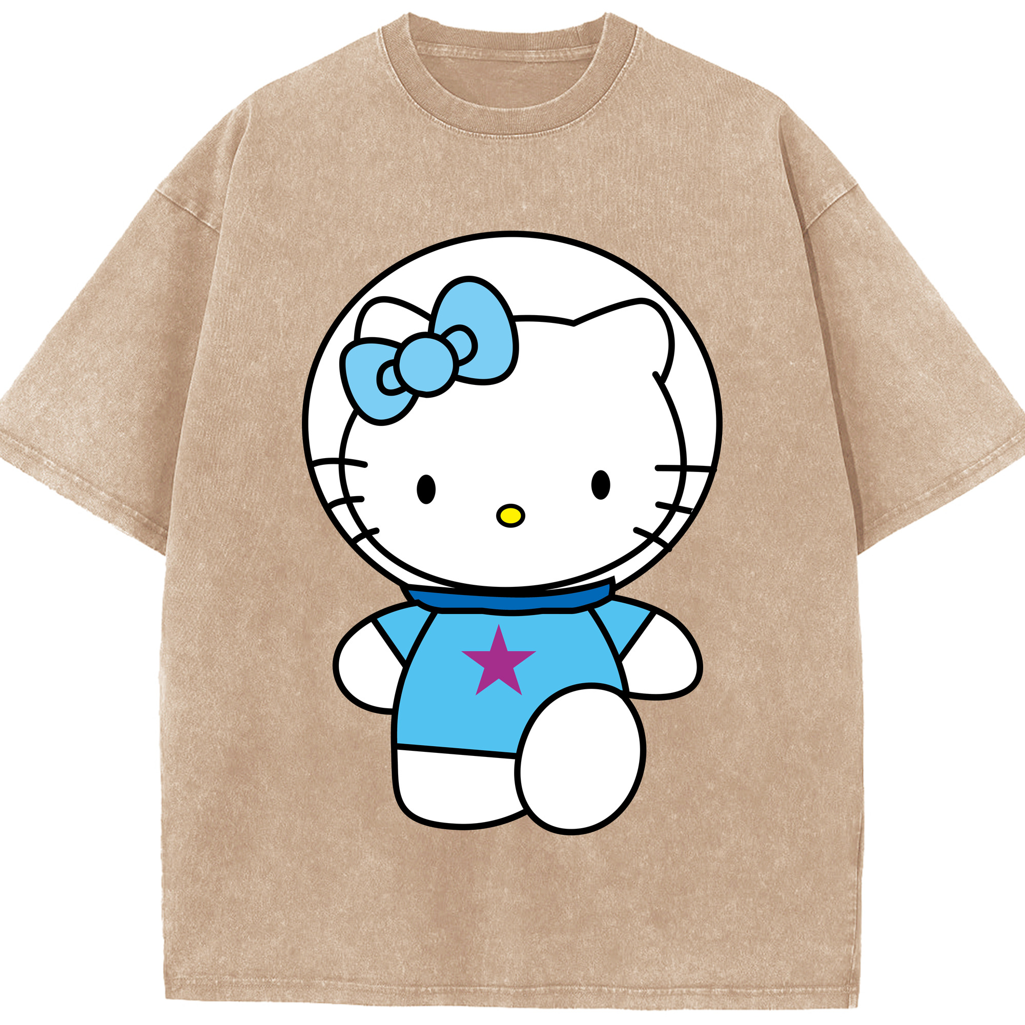 （画像用） Hello Kitty ハローキティ 綿100% ヴィンテージ風 半袖Tシャツ（フロントプリント）