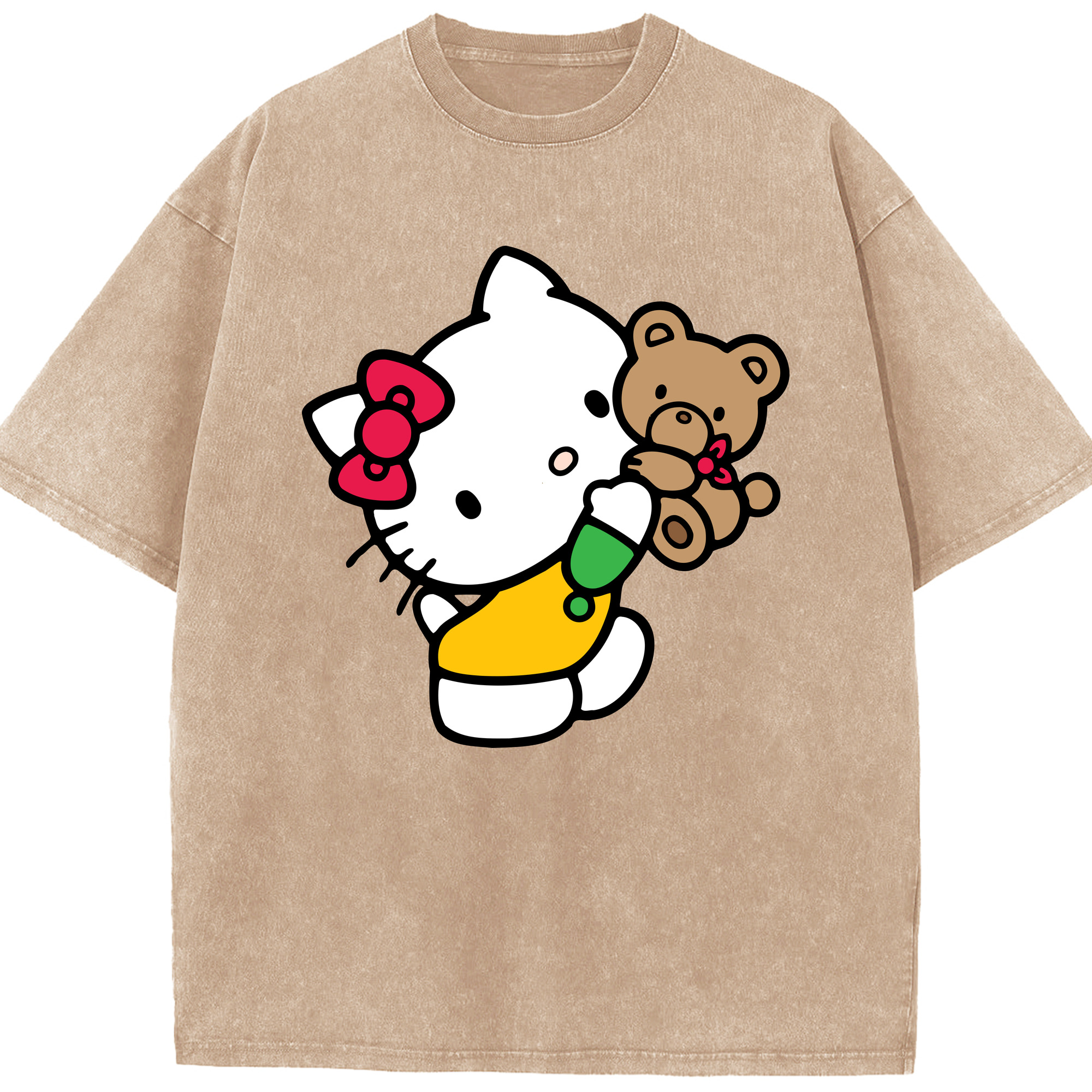 （画像用） Hello Kitty ハローキティ 綿100% ヴィンテージ風 半袖Tシャツ（フロントプリント）