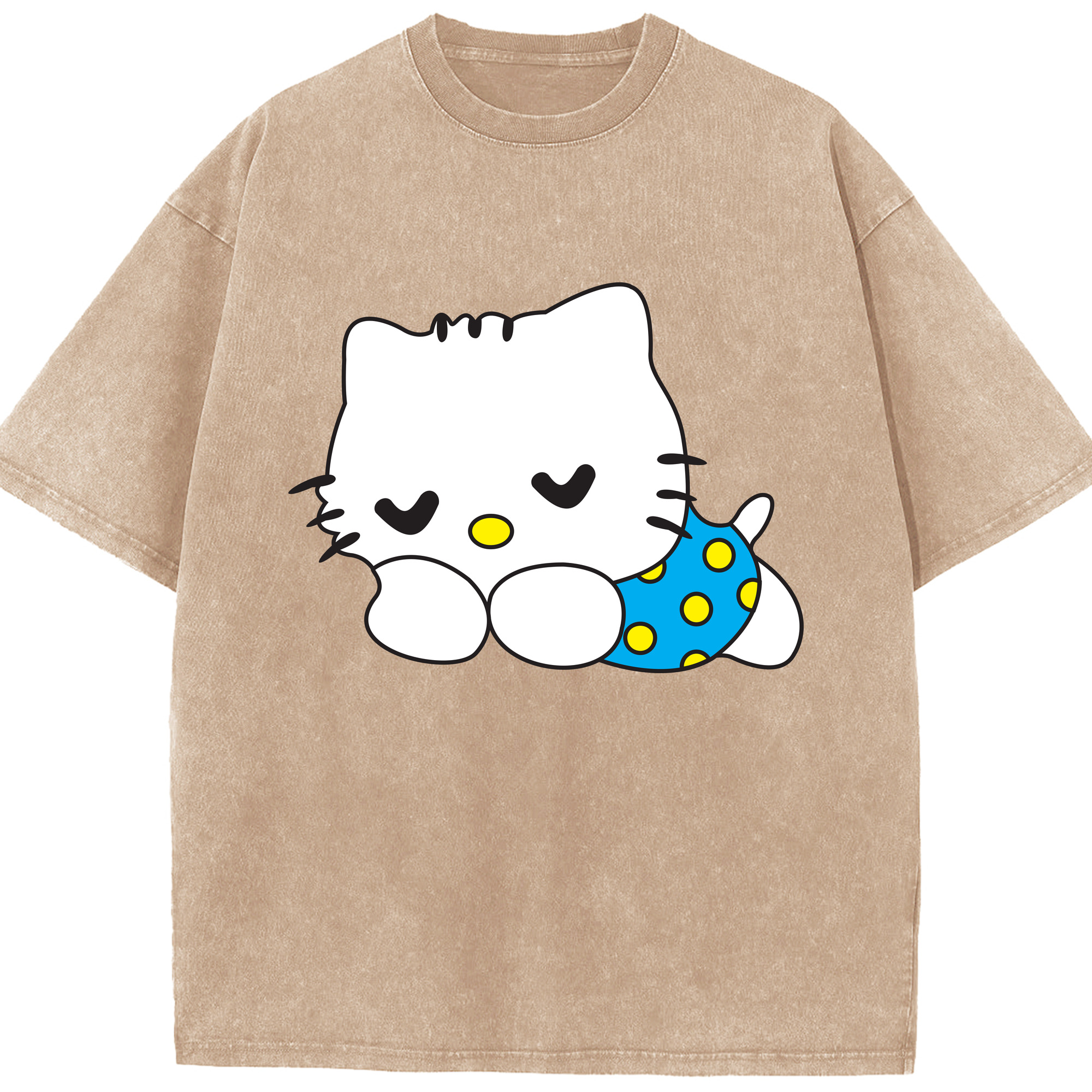（画像用） Hello Kitty ハローキティ 綿100% ヴィンテージ風 半袖Tシャツ（フロントプリント）