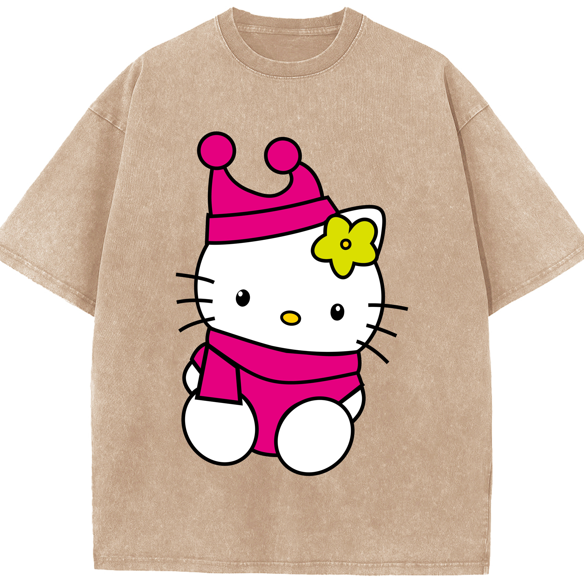 （画像用） Hello Kitty ハローキティ 綿100% ヴィンテージ風 半袖Tシャツ（フロントプリント）