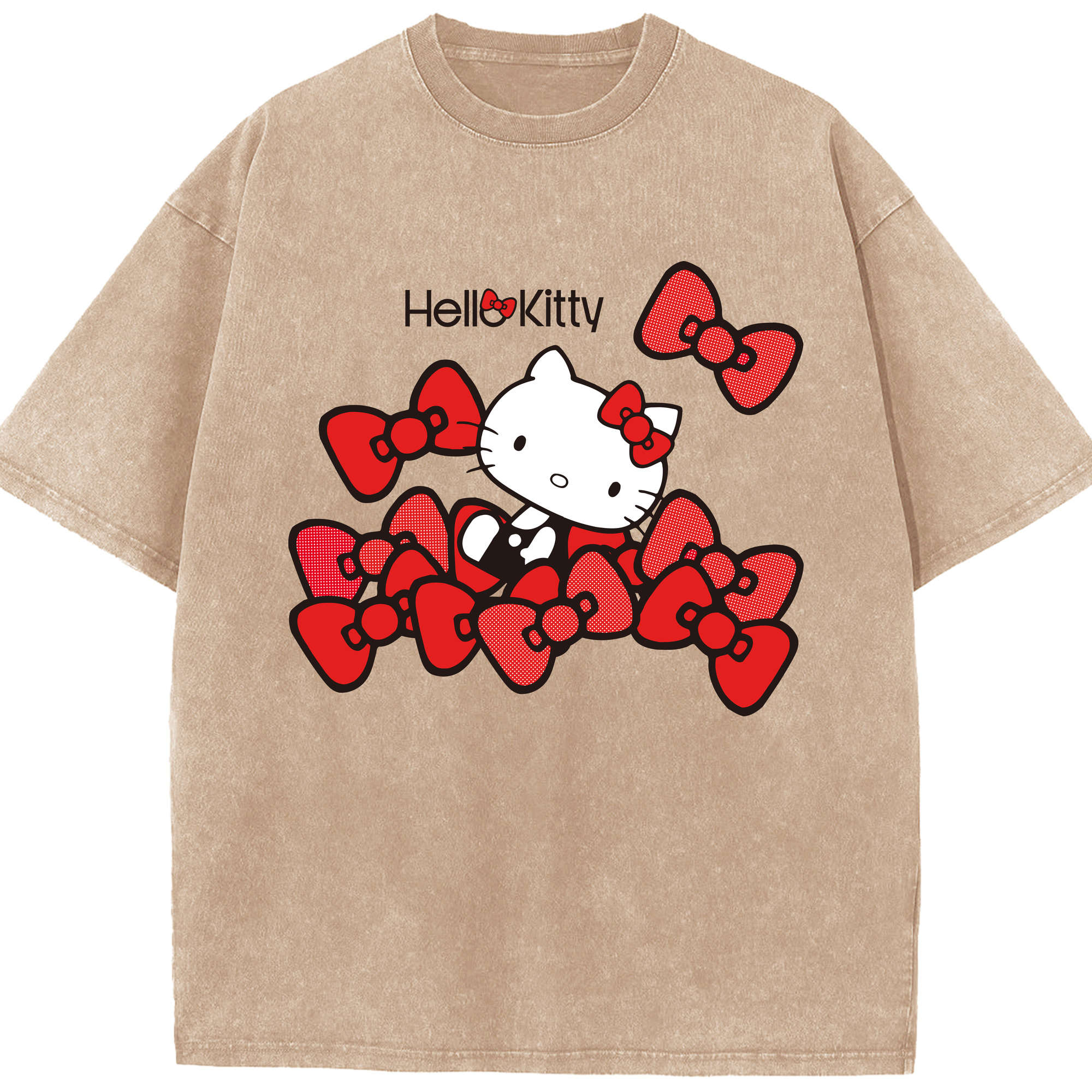 （画像用） Hello Kitty ハローキティ 綿100% ヴィンテージ風 半袖Tシャツ（フロントプリント）