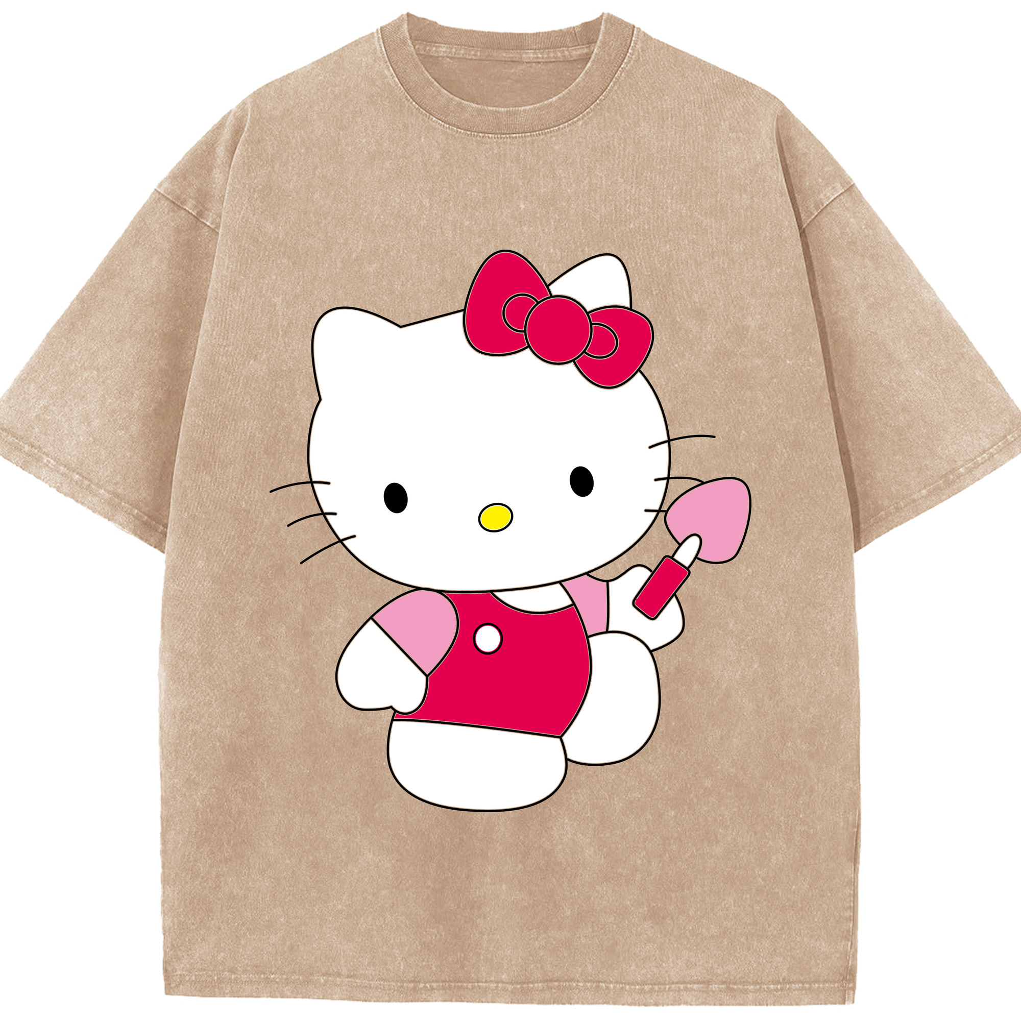 （画像用） Hello Kitty ハローキティ 綿100% ヴィンテージ風 半袖Tシャツ（フロントプリント）