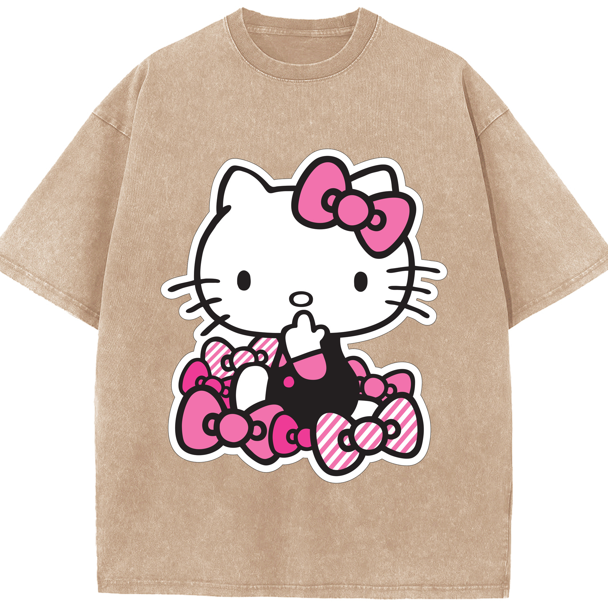 （画像用） Hello Kitty ハローキティ 綿100% ヴィンテージ風 半袖Tシャツ（フロントプリント）