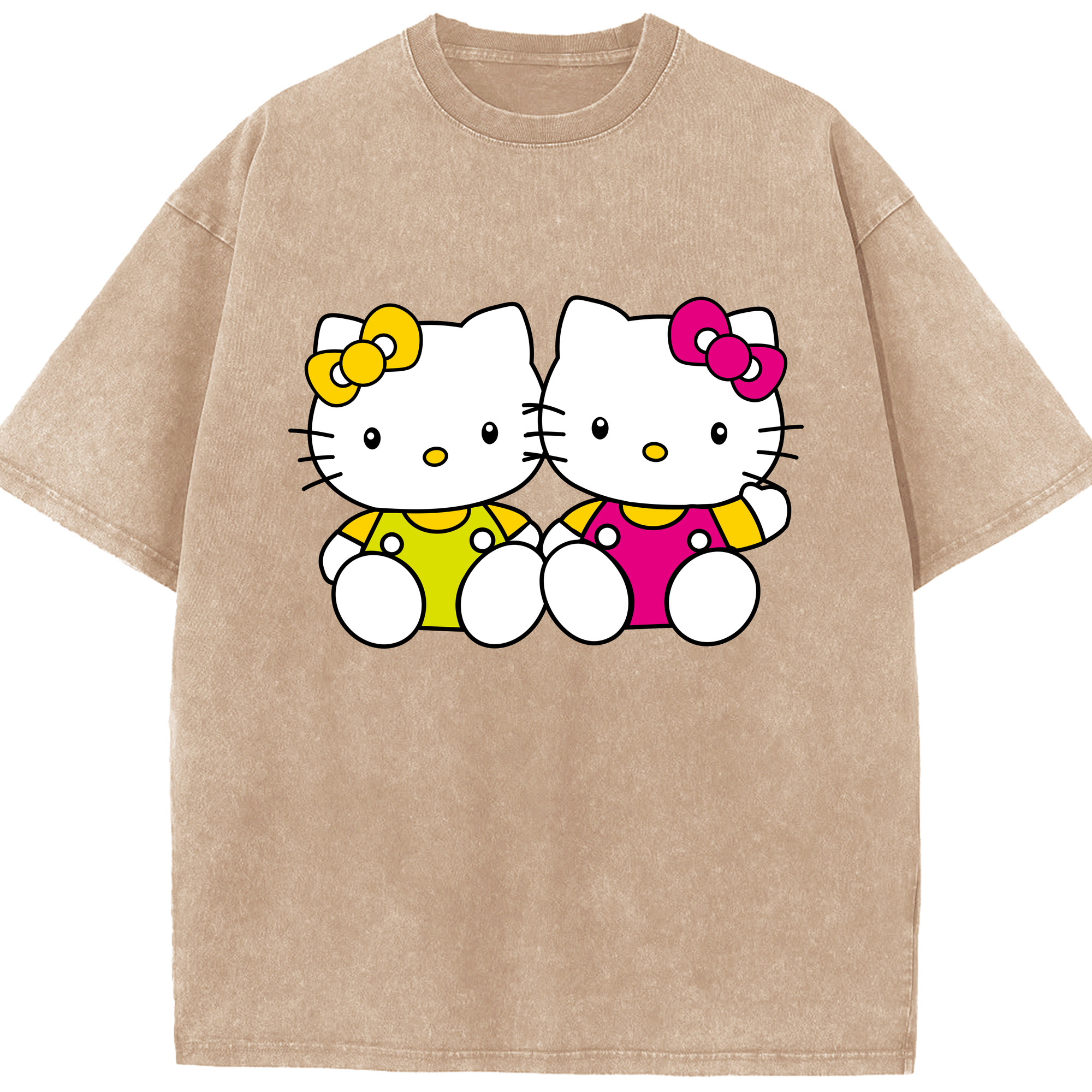 （画像用） Hello Kitty ハローキティ 綿100% ヴィンテージ風 半袖Tシャツ（フロントプリント）