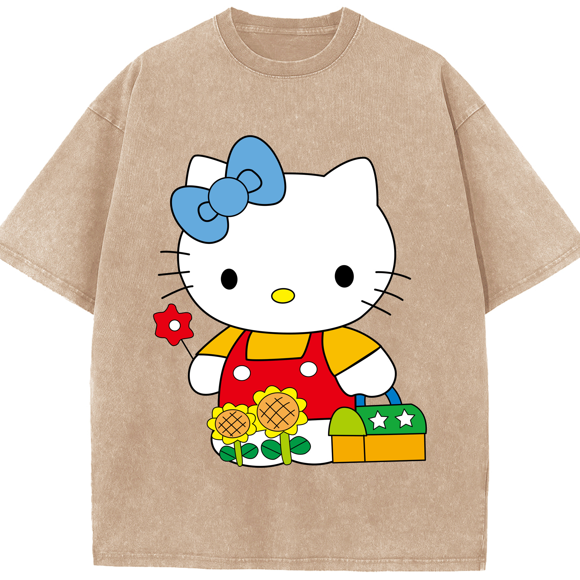 （画像用） Hello Kitty ハローキティ 綿100% ヴィンテージ風 半袖Tシャツ（フロントプリント）