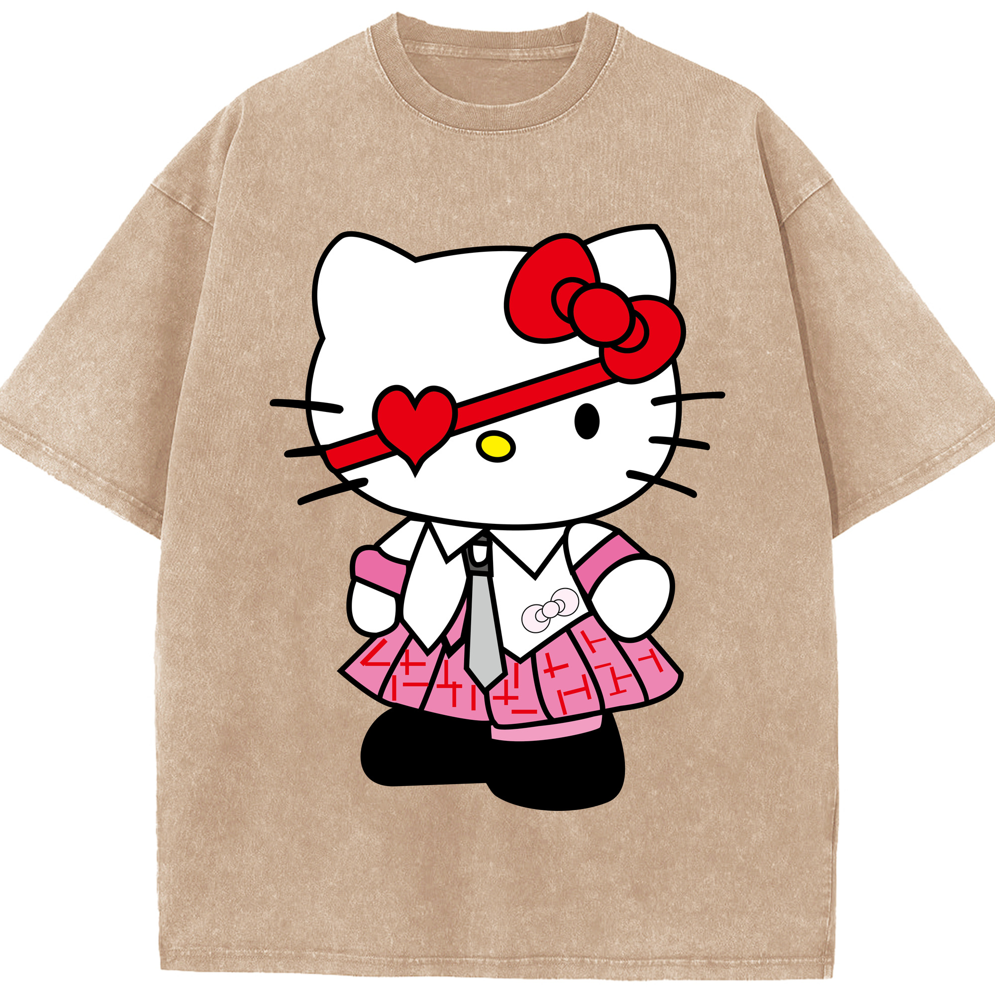 （画像用） Hello Kitty ハローキティ 綿100% ヴィンテージ風 半袖Tシャツ（フロントプリント）