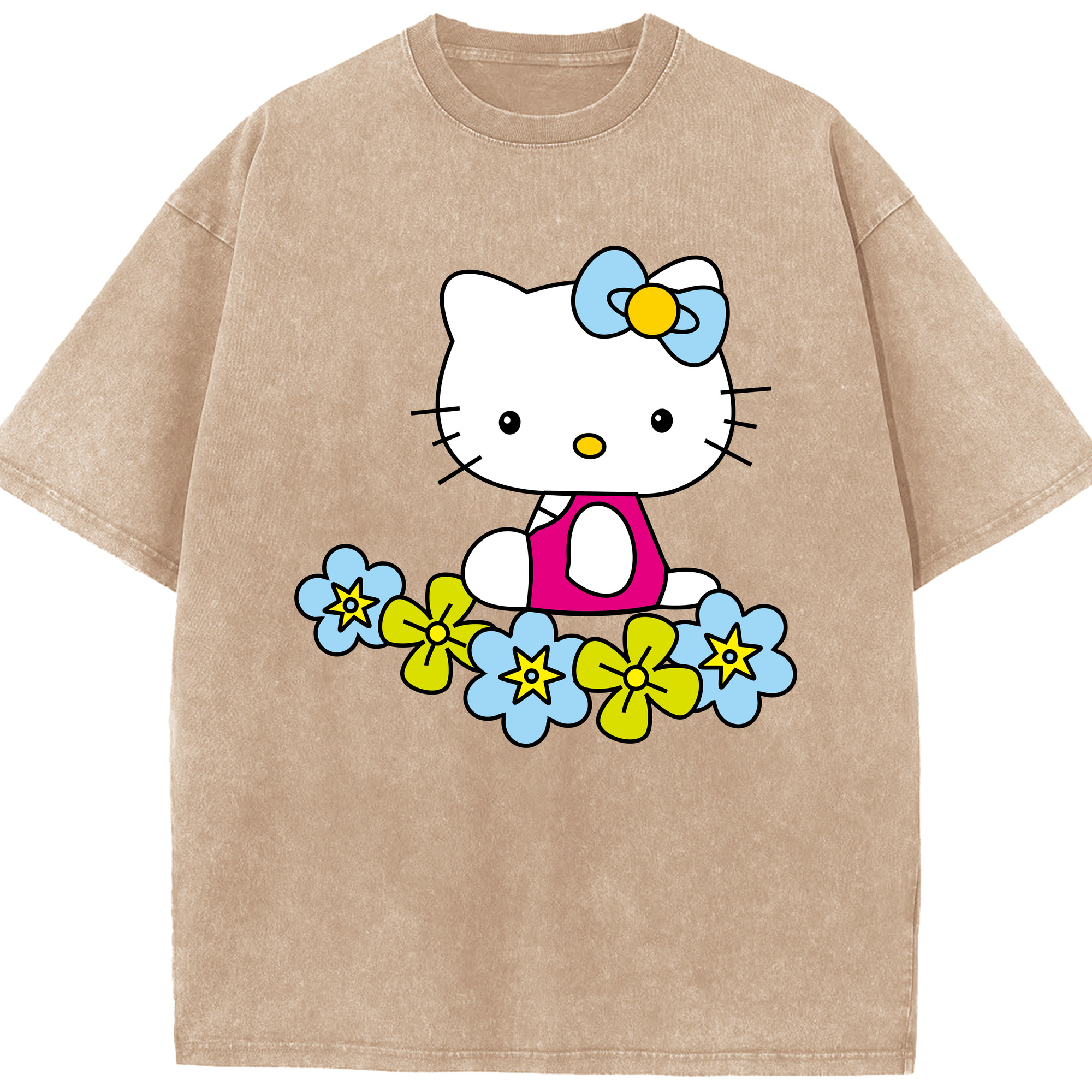 （画像用） Hello Kitty ハローキティ 綿100% ヴィンテージ風 半袖Tシャツ（フロントプリント）