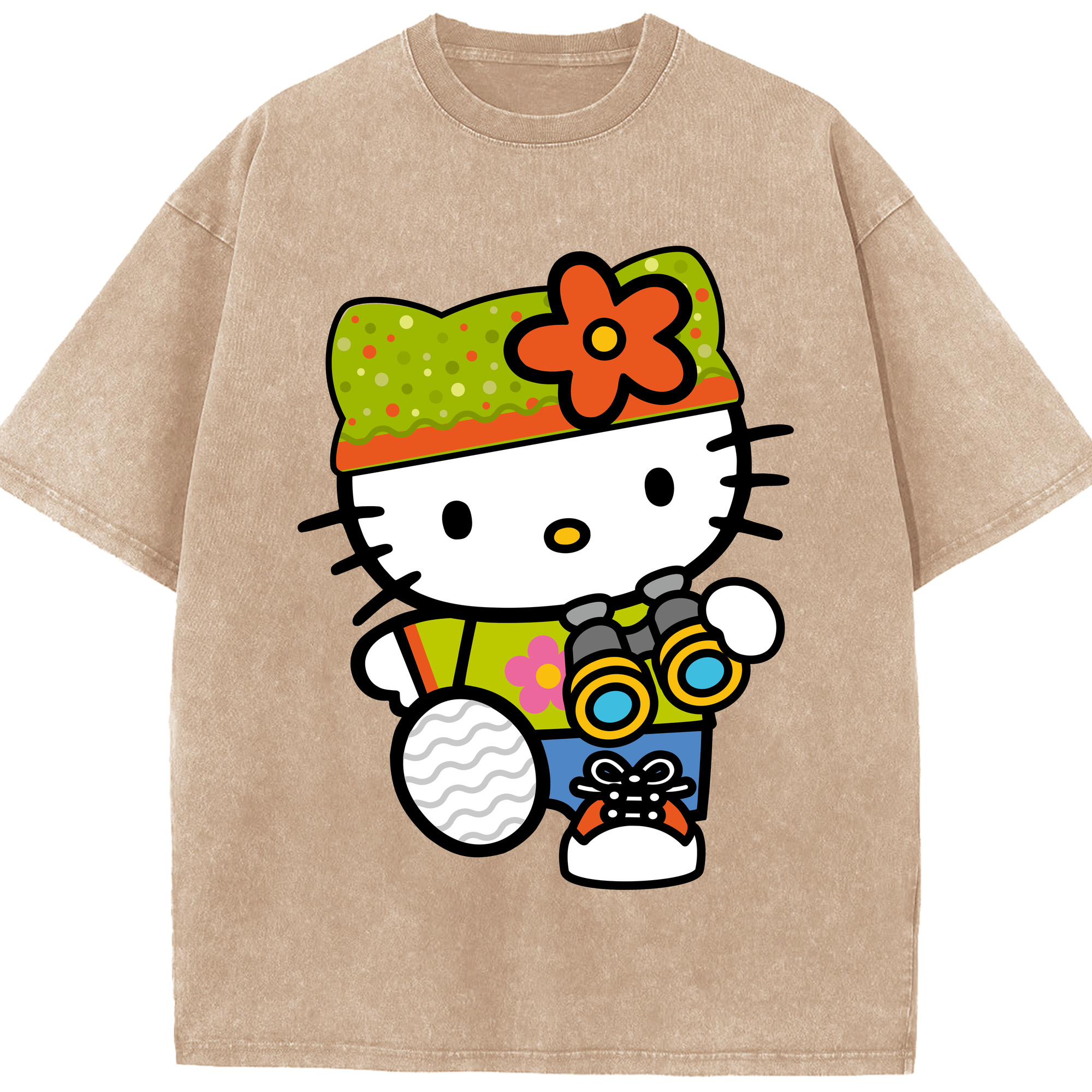 （画像用） Hello Kitty ハローキティ 綿100% ヴィンテージ風 半袖Tシャツ（フロントプリント）