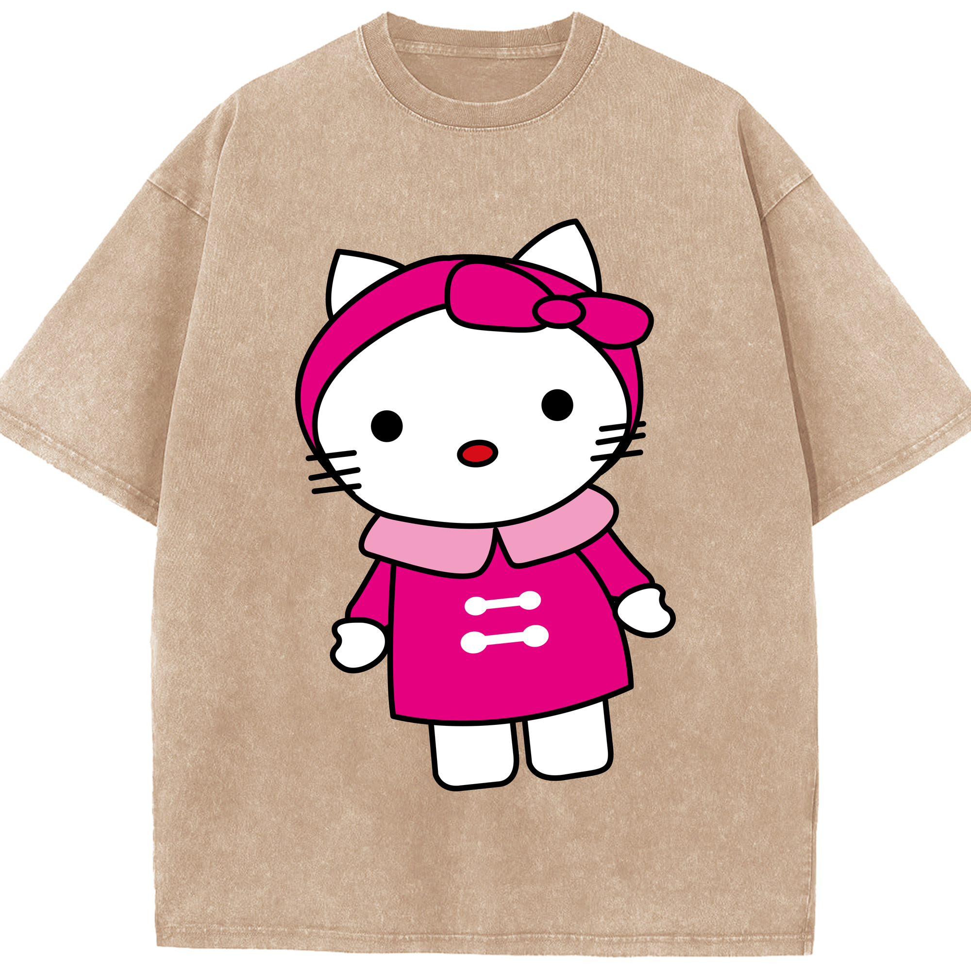 （画像用） Hello Kitty ハローキティ 綿100% ヴィンテージ風 半袖Tシャツ（フロントプリント）