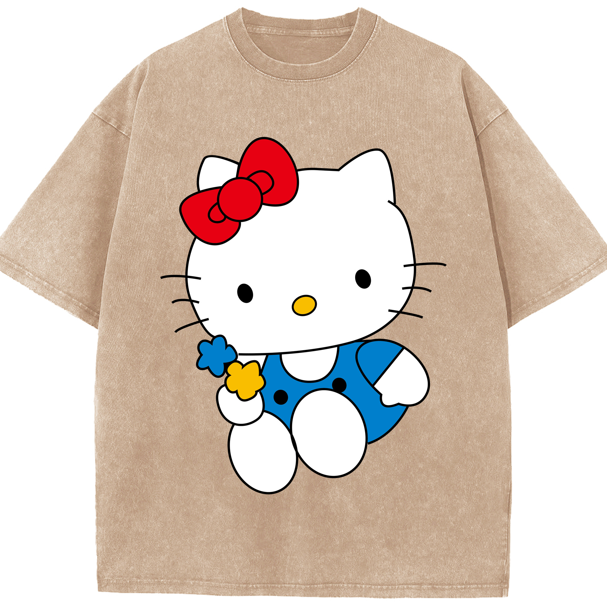（画像用） Hello Kitty ハローキティ 綿100% ヴィンテージ風 半袖Tシャツ（フロントプリント）