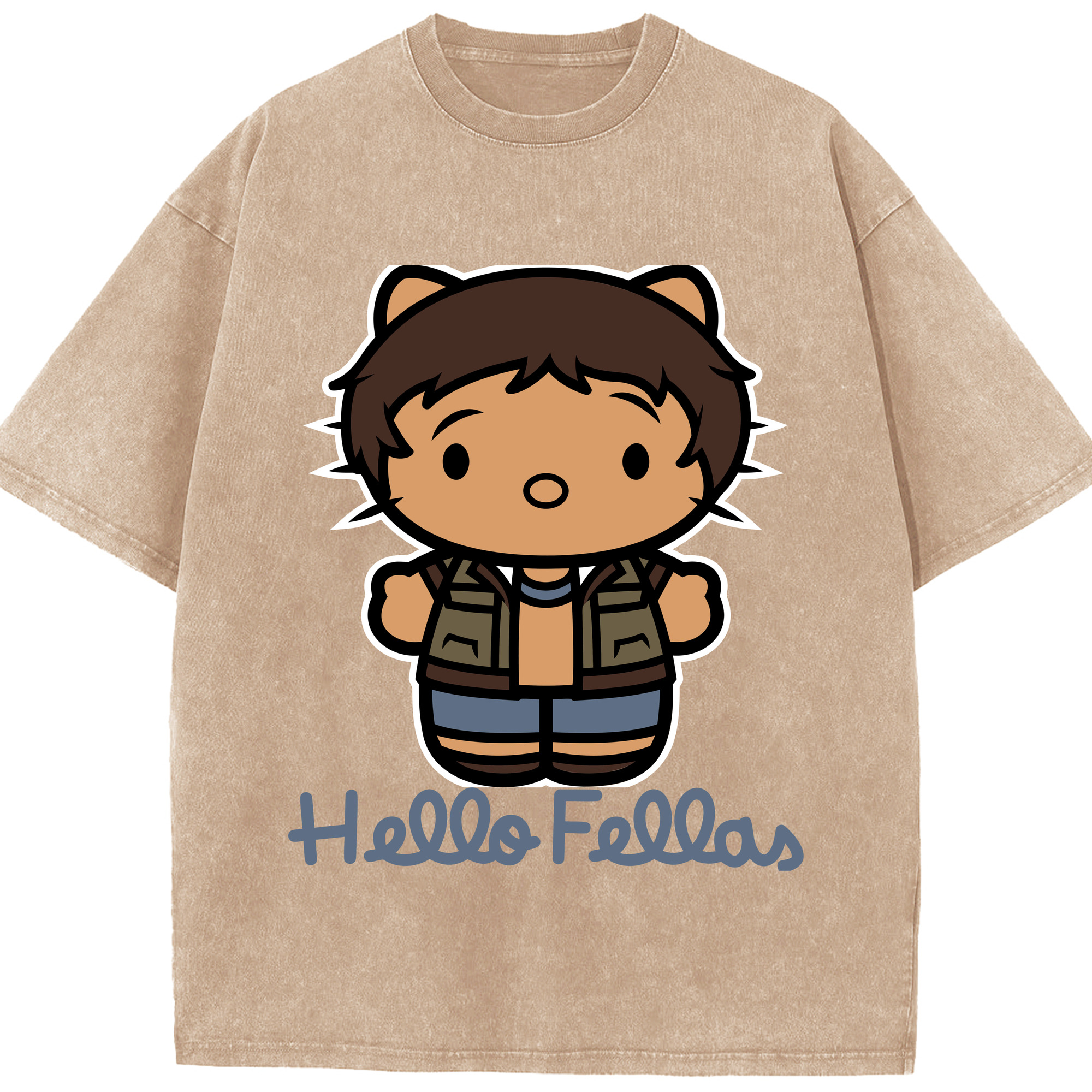 （画像用） Hello Kitty ハローキティ 綿100% ヴィンテージ風 半袖Tシャツ（フロントプリント）