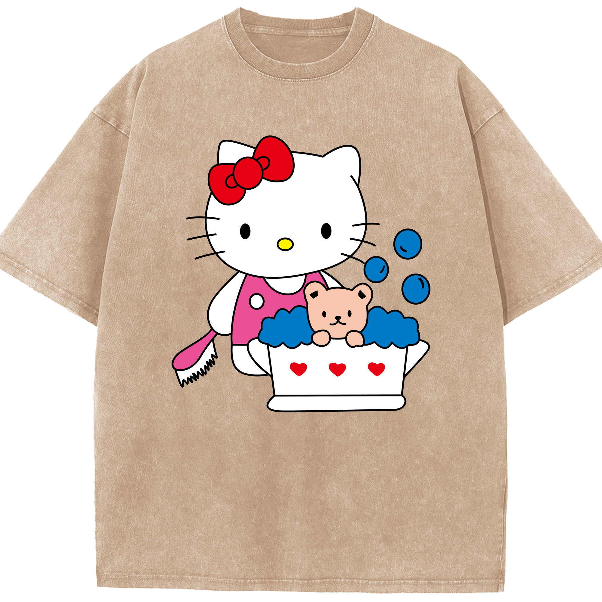 （画像用） Hello Kitty ハローキティ 綿100% ヴィンテージ風 半袖Tシャツ（フロントプリント）