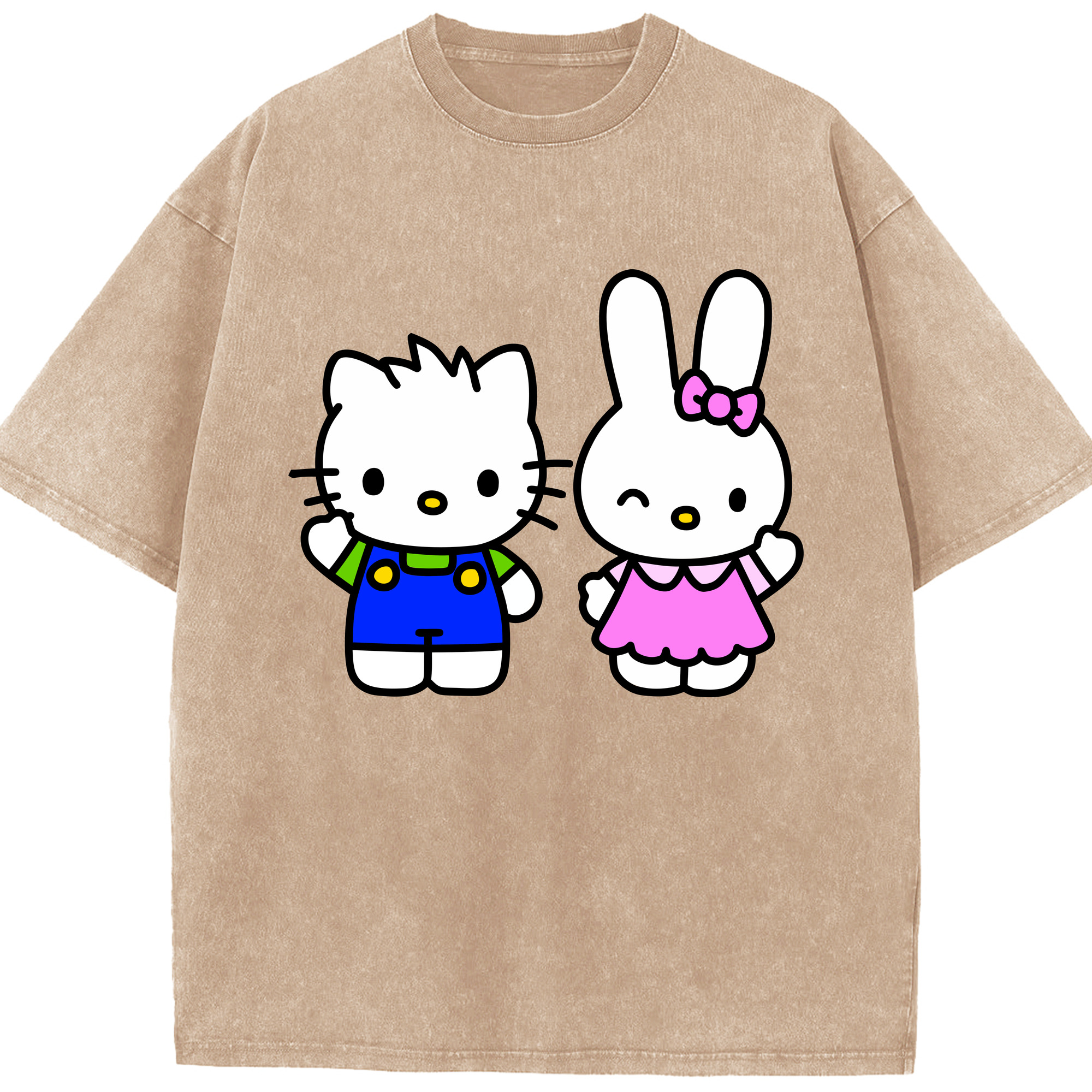 （画像用） Hello Kitty ハローキティ 綿100% ヴィンテージ風 半袖Tシャツ（フロントプリント）