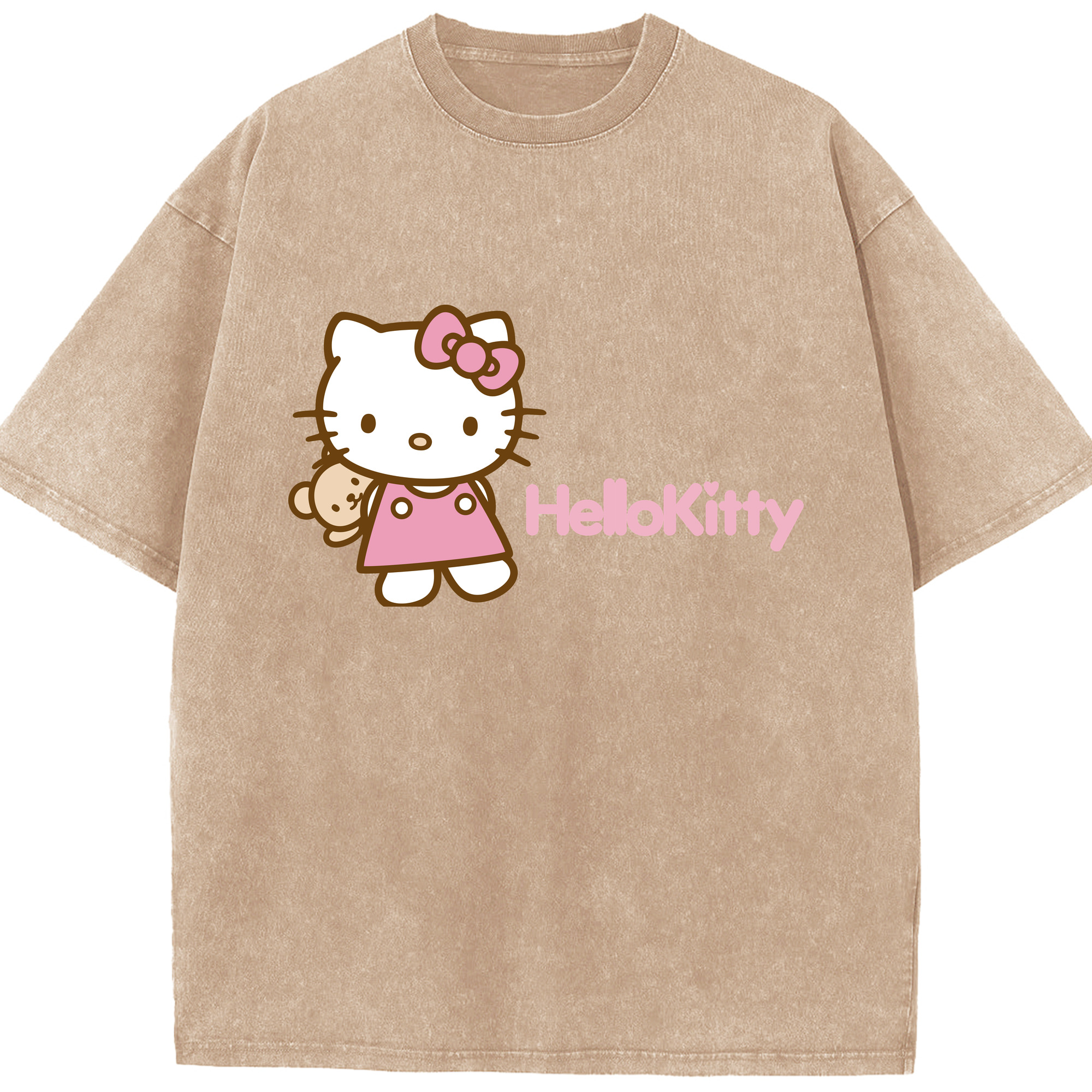 （画像用） Hello Kitty ハローキティ 綿100% ヴィンテージ風 半袖Tシャツ（フロントプリント）