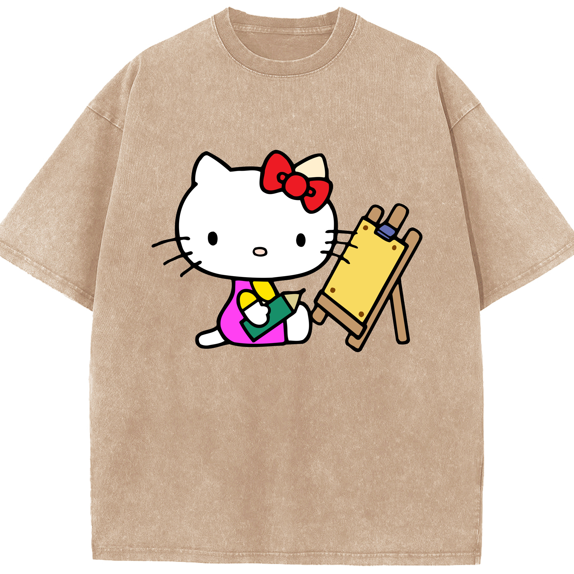 （画像用） Hello Kitty ハローキティ 綿100% ヴィンテージ風 半袖Tシャツ（フロントプリント）