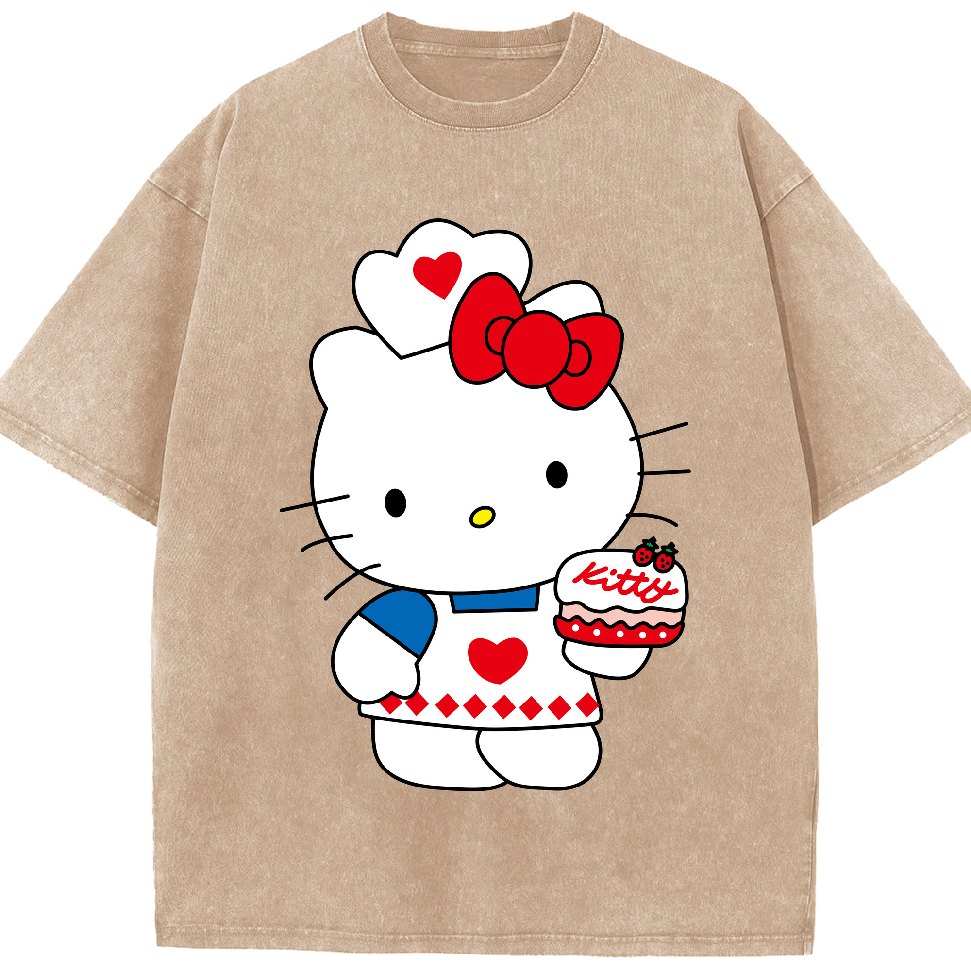 （画像用） Hello Kitty ハローキティ 綿100% ヴィンテージ風 半袖Tシャツ（フロントプリント）