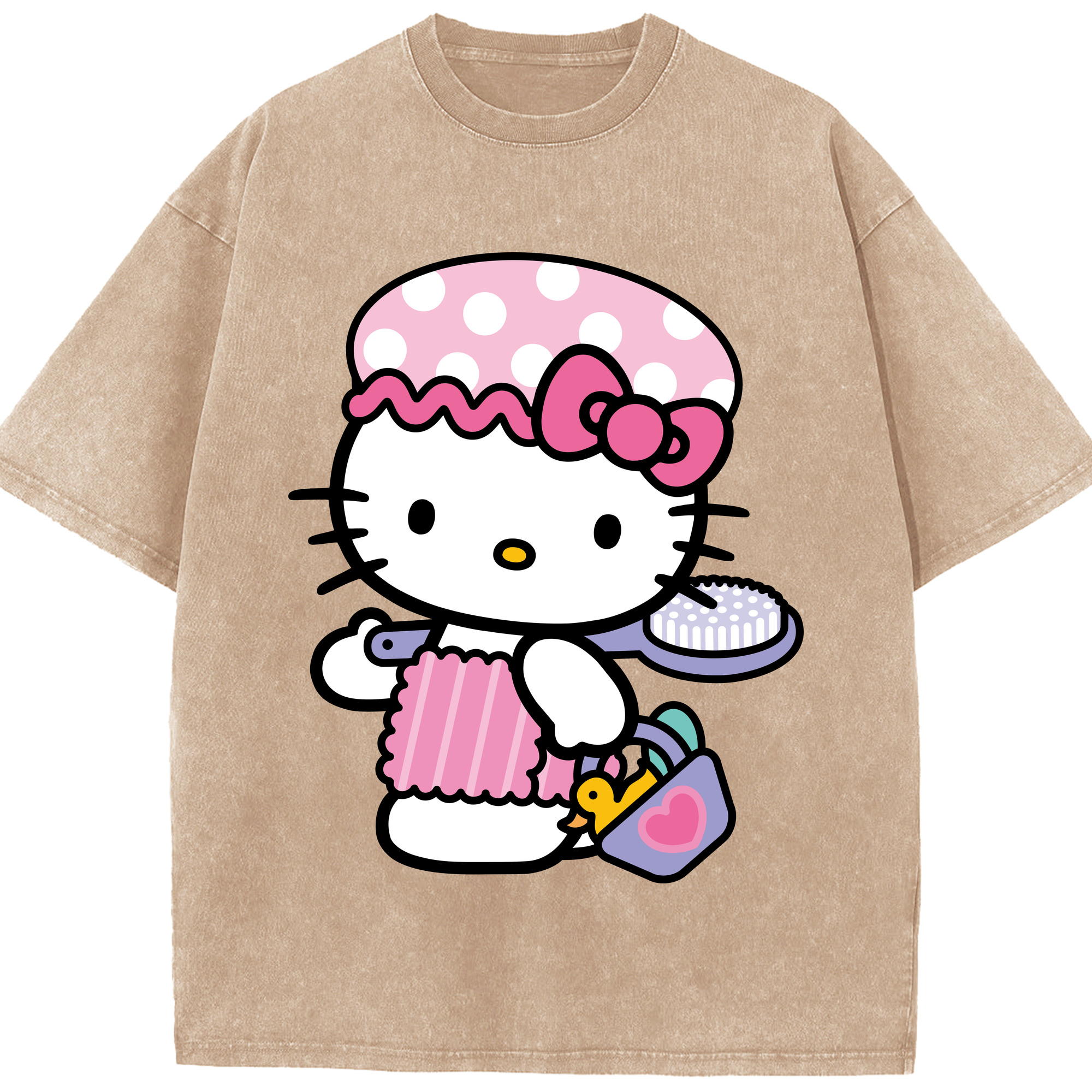 （画像用） Hello Kitty ハローキティ 綿100% ヴィンテージ風 半袖Tシャツ（フロントプリント）