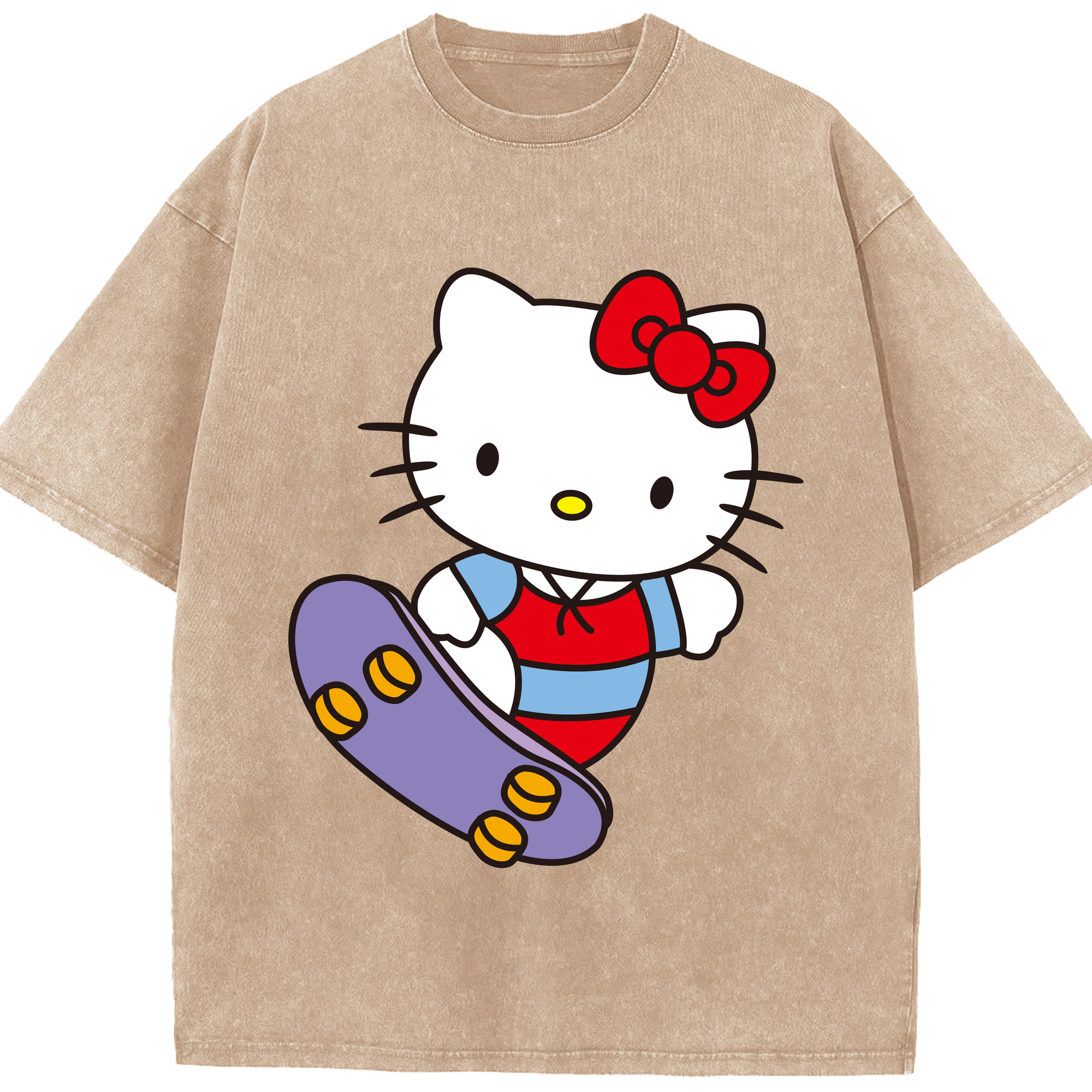 （画像用） Hello Kitty ハローキティ 綿100% ヴィンテージ風 半袖Tシャツ（フロントプリント）
