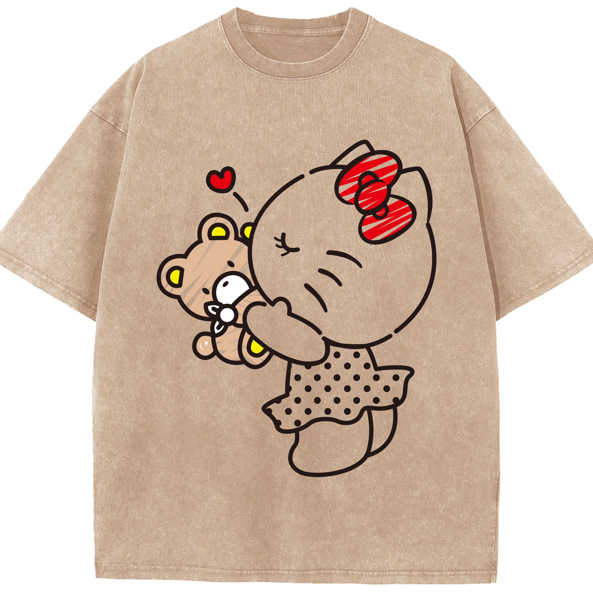 （画像用） Hello Kitty ハローキティ 綿100% ヴィンテージ風 半袖Tシャツ（フロントプリント）
