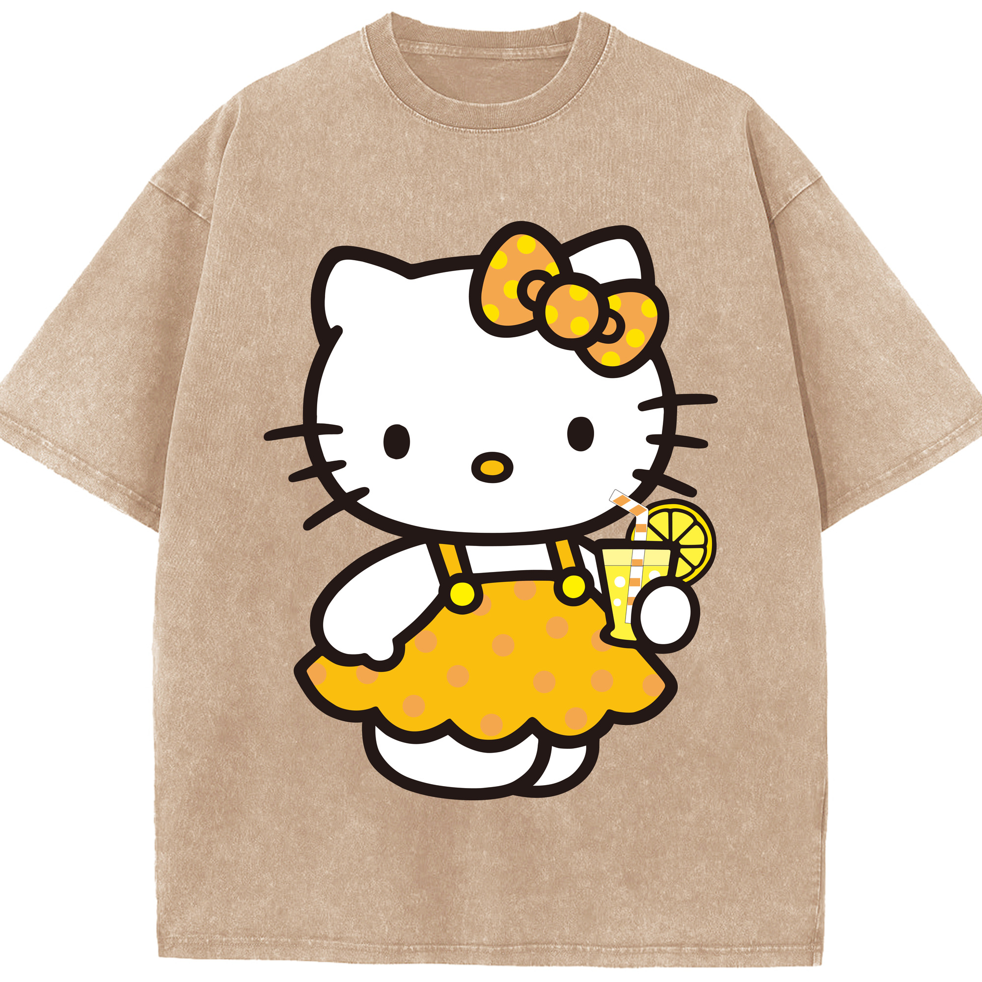 （画像用） Hello Kitty ハローキティ 綿100% ヴィンテージ風 半袖Tシャツ（フロントプリント）
