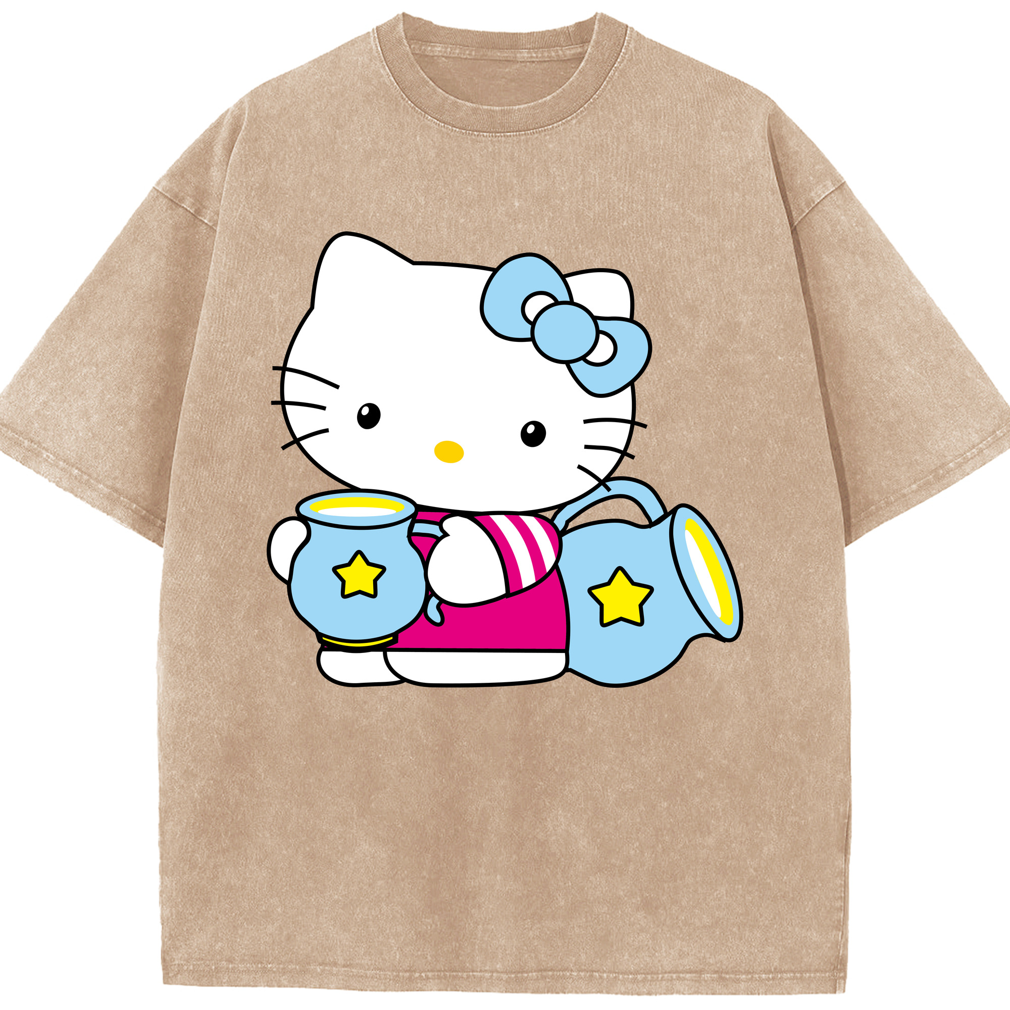 （画像用） Hello Kitty ハローキティ 綿100% ヴィンテージ風 半袖Tシャツ（フロントプリント）