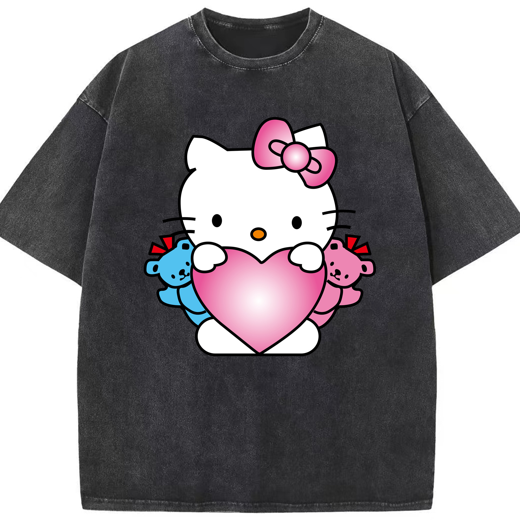 （画像用） Hello Kitty ハローキティ 綿100% ヴィンテージ風 半袖Tシャツ（フロントプリント）