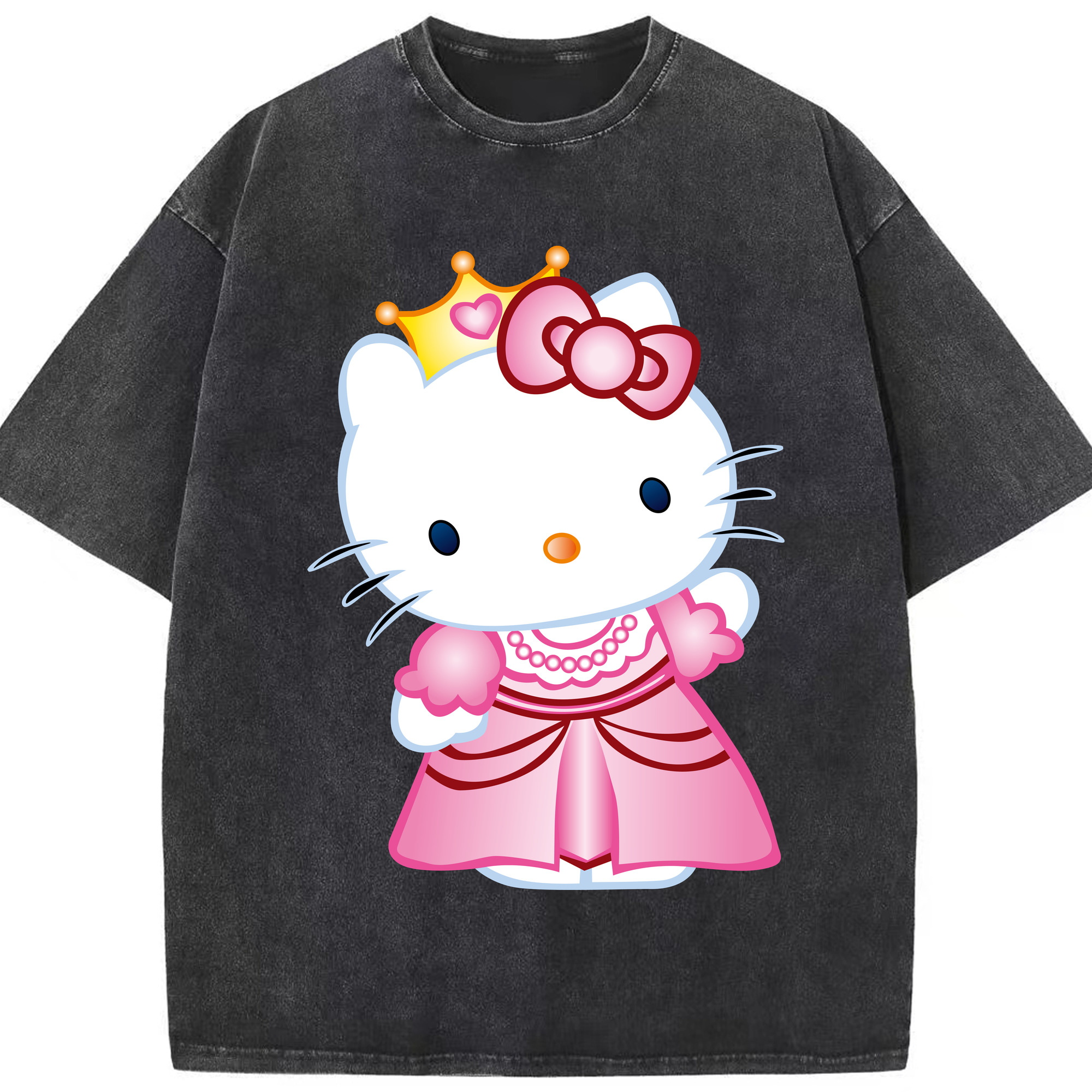 （画像用） Hello Kitty ハローキティ 綿100% ヴィンテージ風 半袖Tシャツ（フロントプリント）
