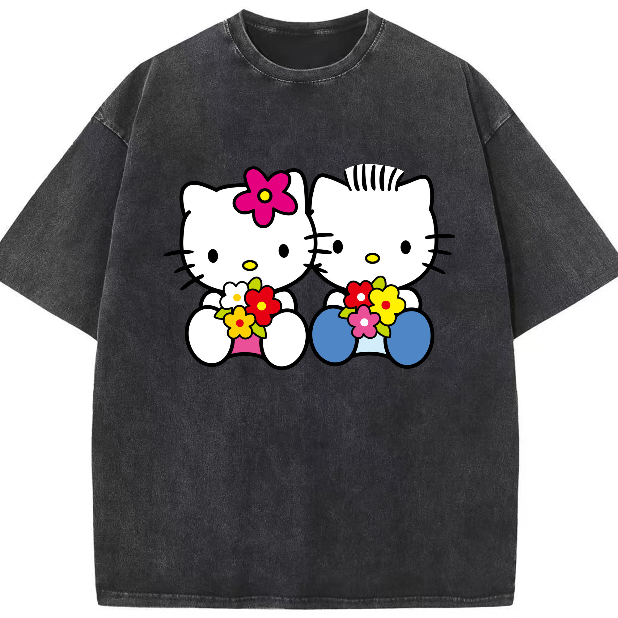 （画像用） Hello Kitty ハローキティ 綿100% ヴィンテージ風 半袖Tシャツ（フロントプリント）